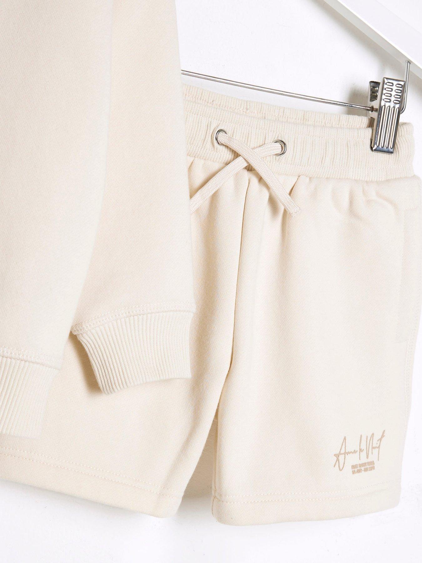 Image 4 of 5 of River Island Mini Mini Boys Sweatshirt Short Set - Ecru
