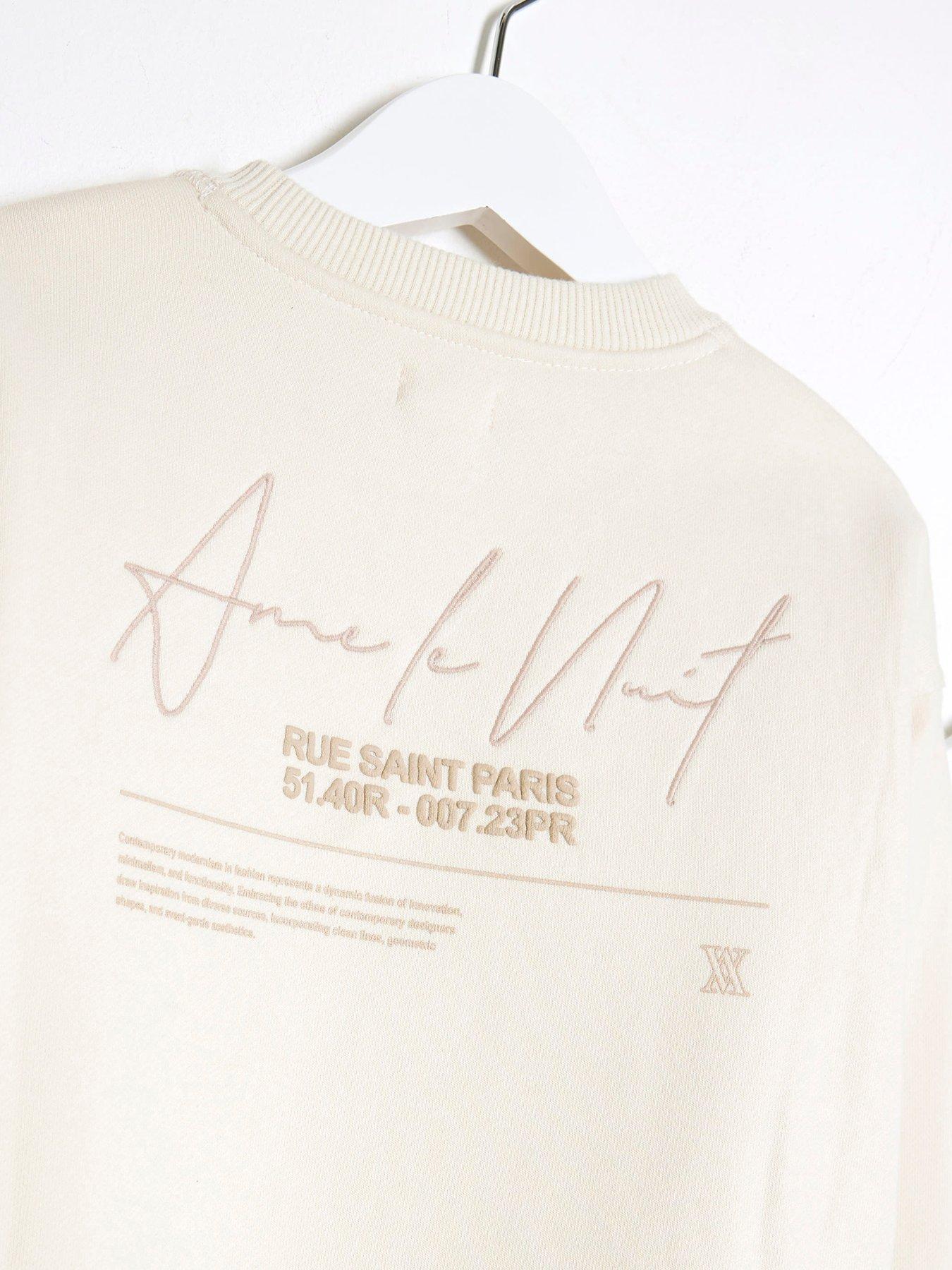 Image 5 of 5 of River Island Mini Mini Boys Sweatshirt Short Set - Ecru