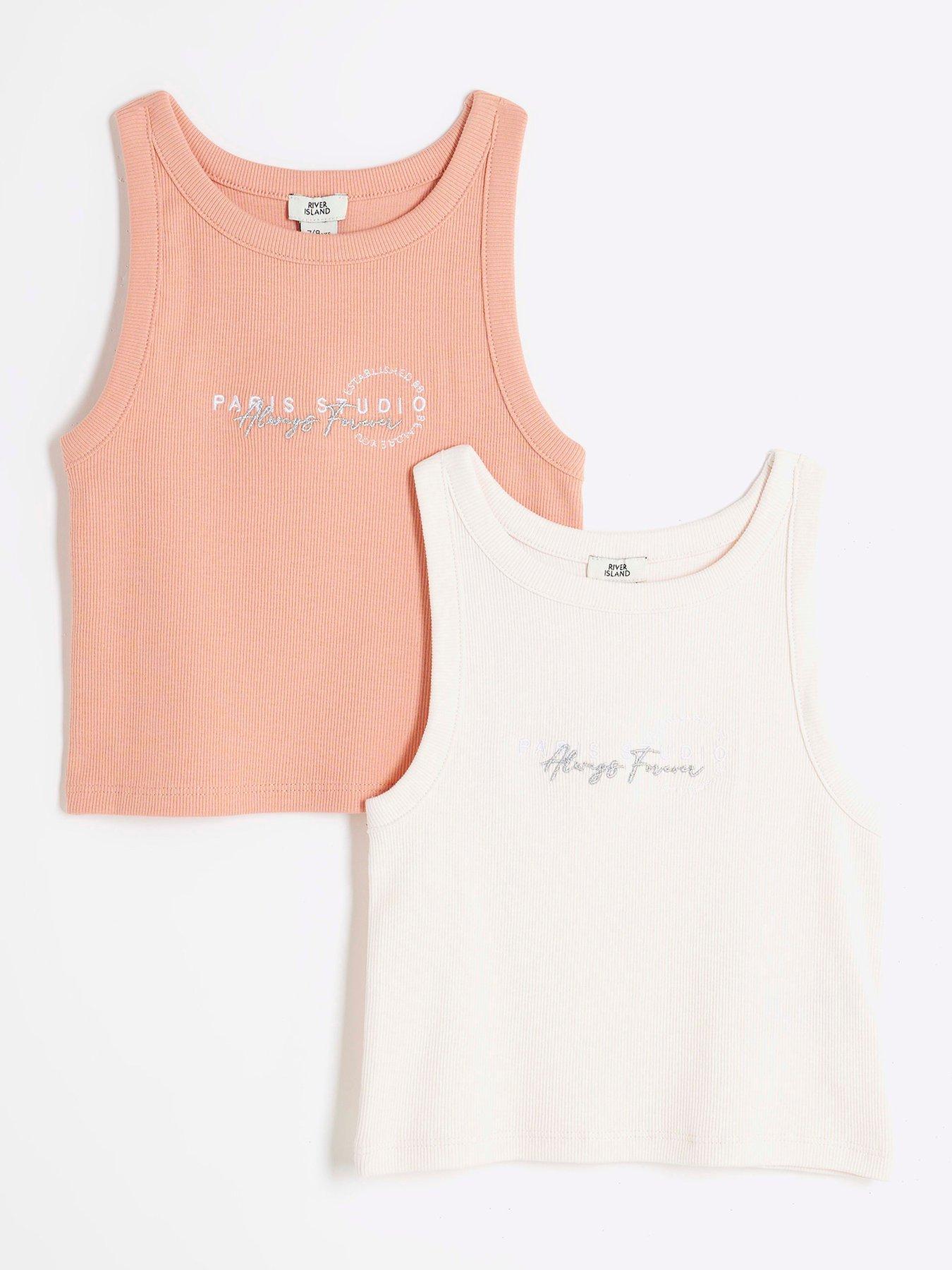Image of River Island Girls Pack Of 2 Tank Tops - Coral - Orange