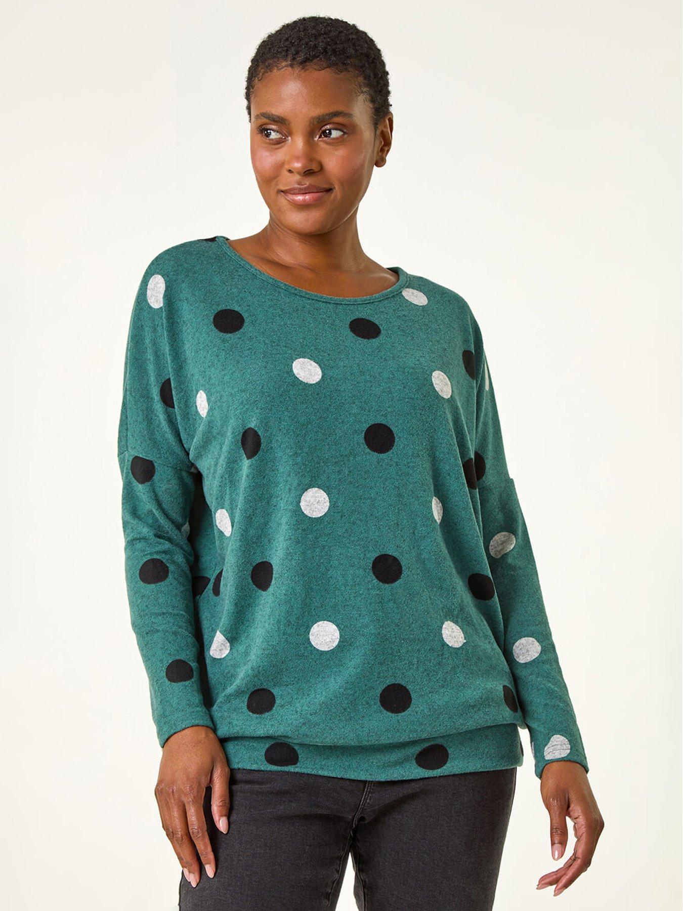 roman-roman-spot-print-knit-top-greenfront