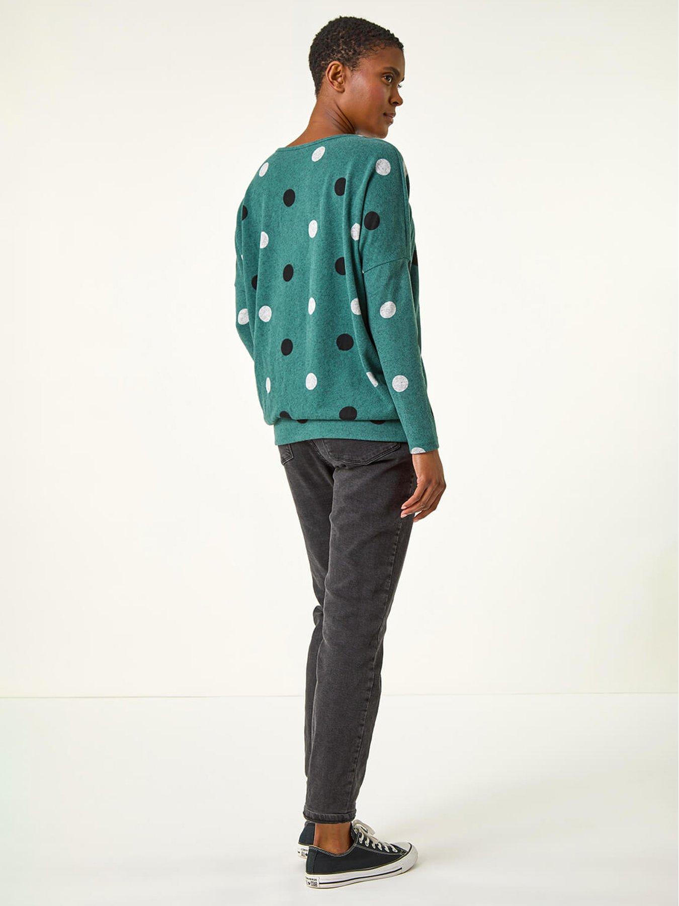 roman-roman-spot-print-knit-top-greenstillFront
