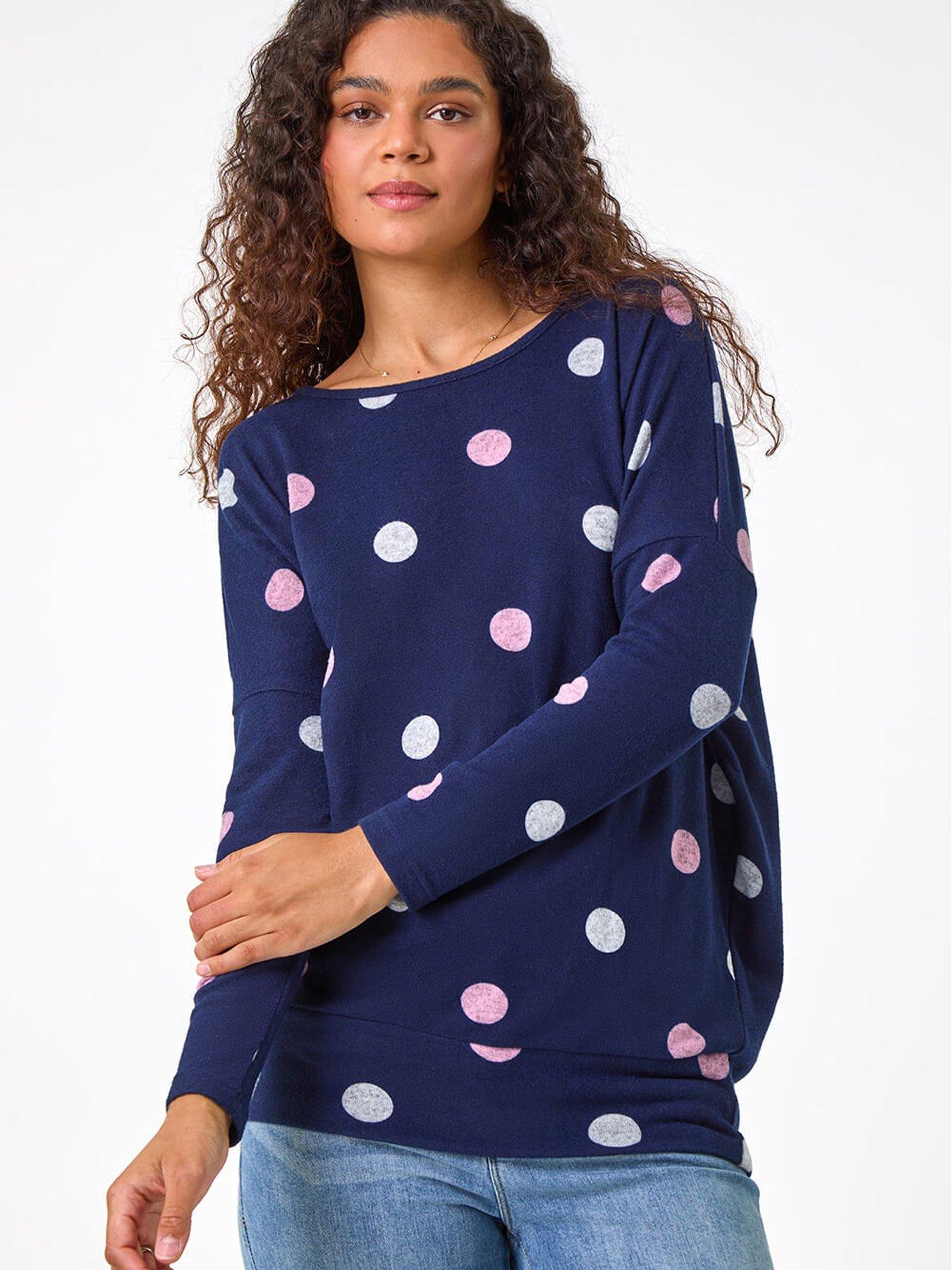 Roman Roman Spot Print Knit Top - Navy