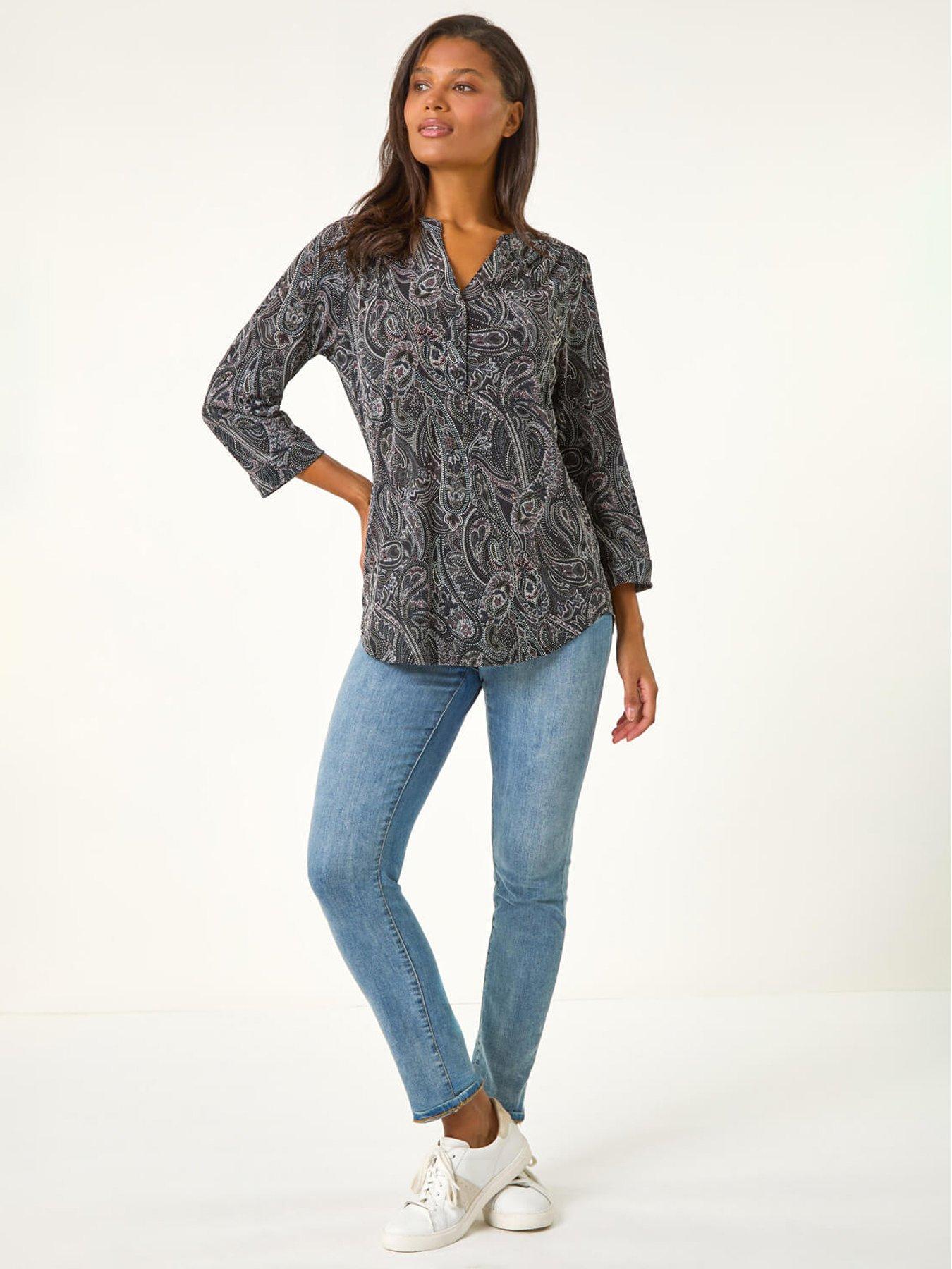 roman-textured-paisley-print-stretch-blouse-greyback