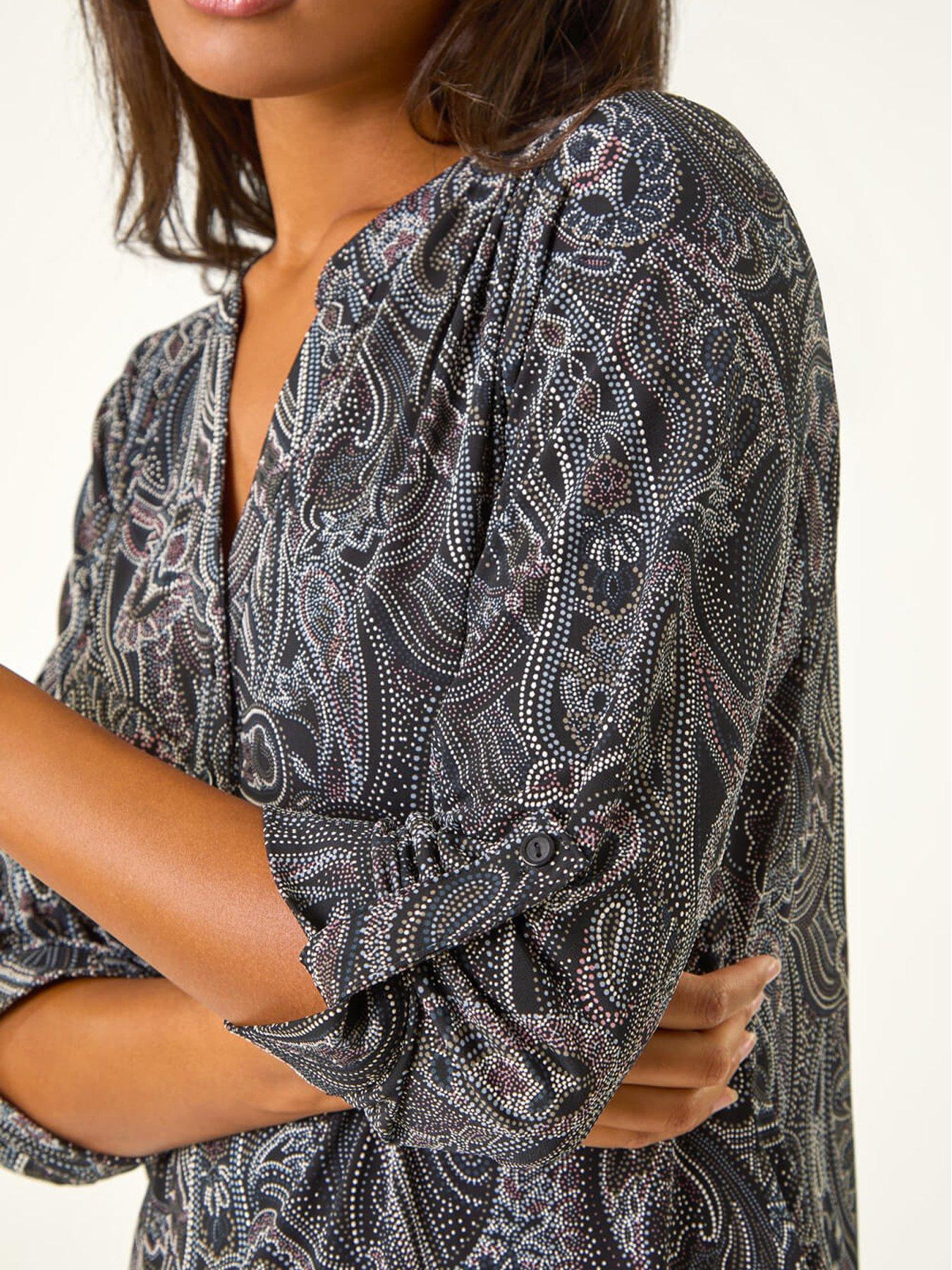 roman-textured-paisley-print-stretch-blouse-greydetail