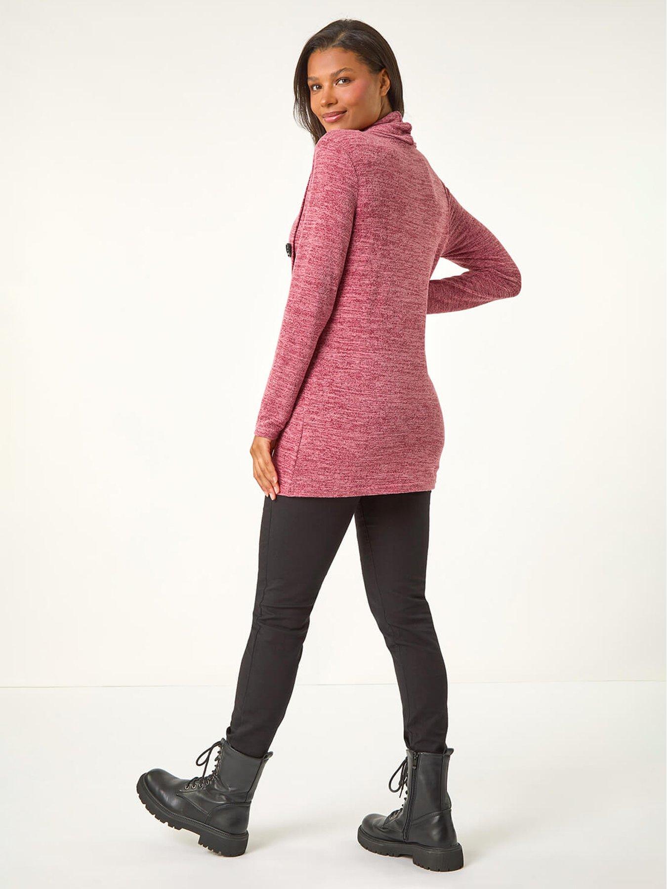 Image 2 of 5 of Roman Cowl Neck Buttoned Top - Red