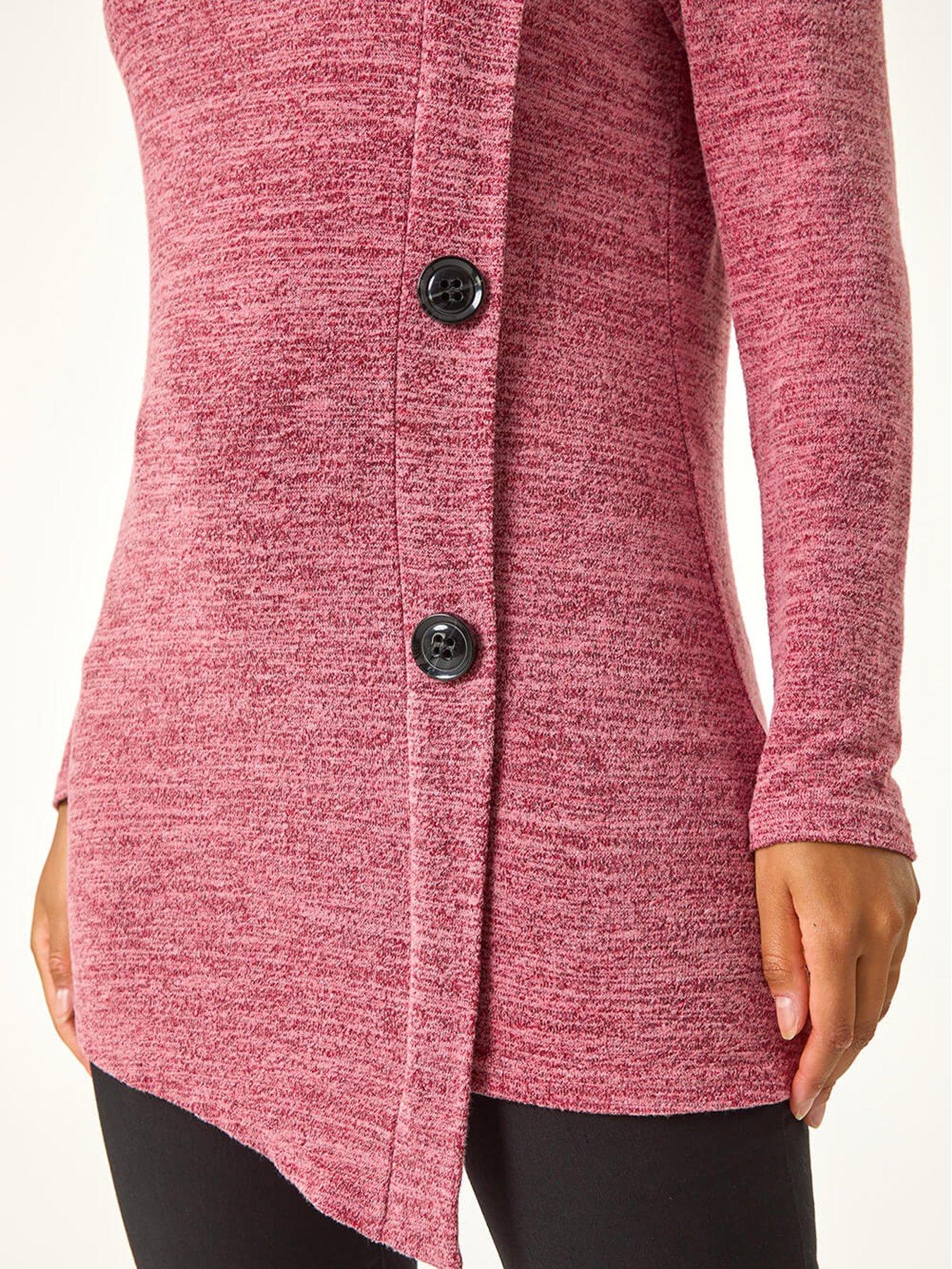 Image 5 of 5 of Roman Cowl Neck Buttoned Top - Red