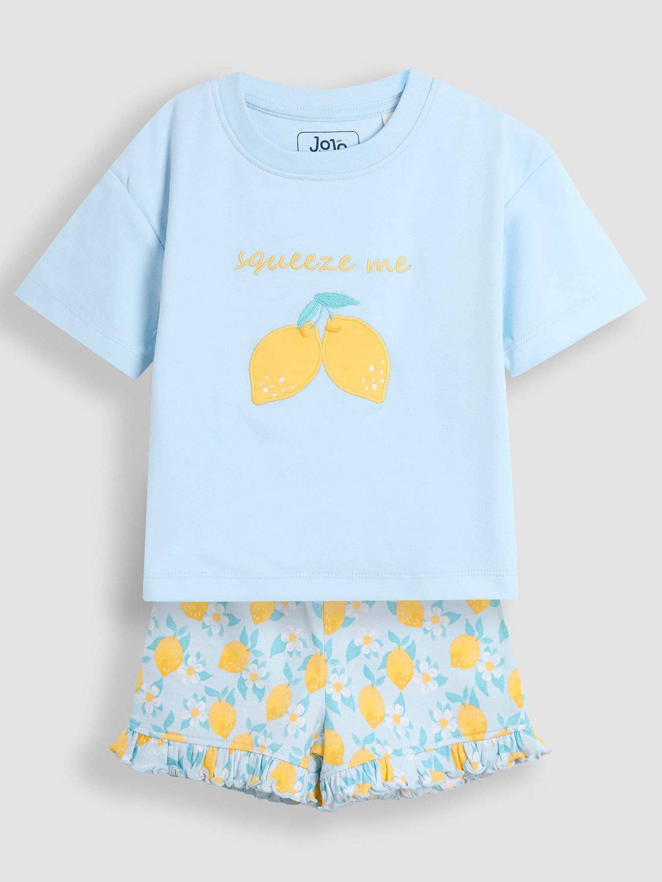 Image of JoJo Maman Bebe Girl Fruit Printed Jersey Pyjamas - Blue