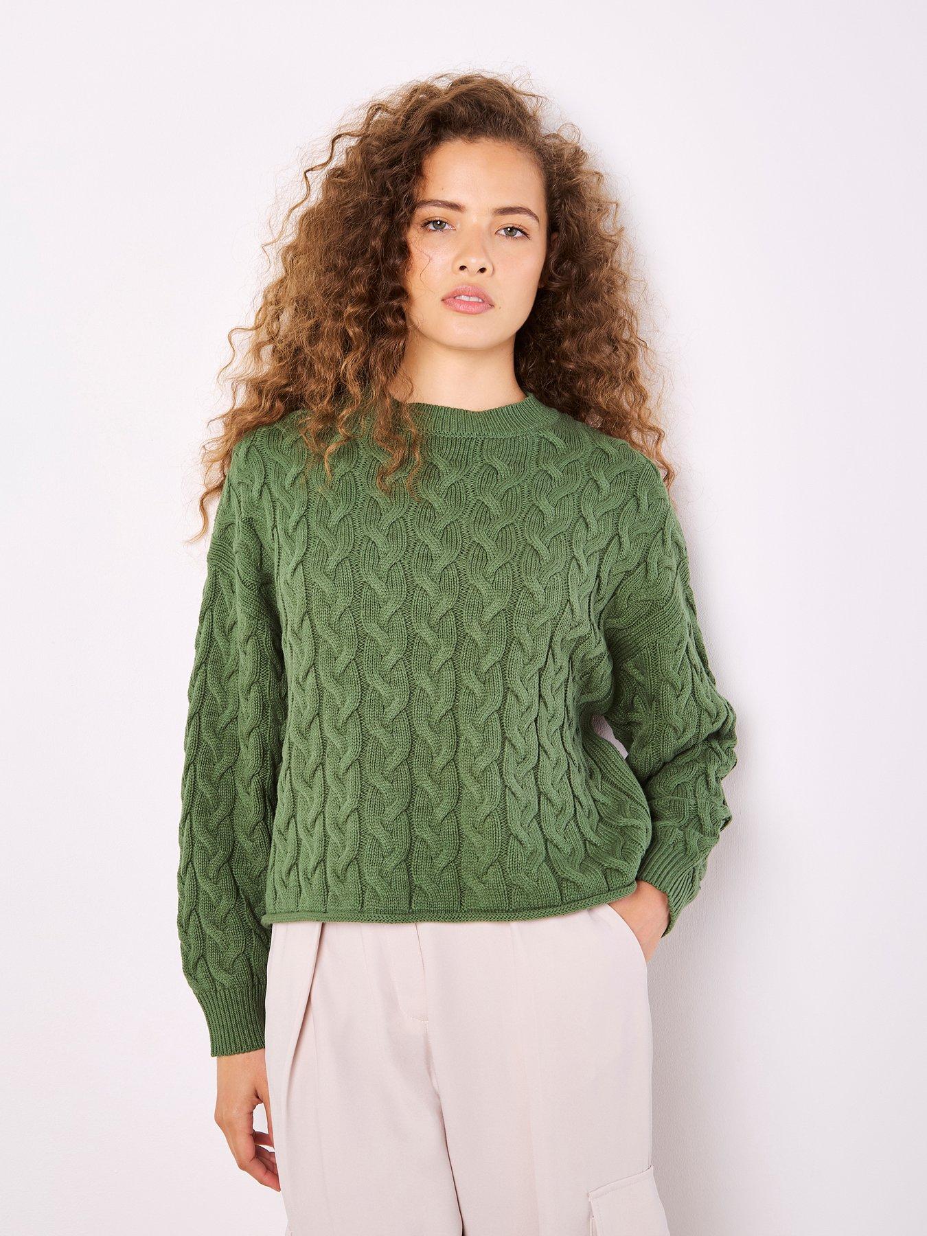 apricot-vertical-cable-cotton-mix-jumper-green