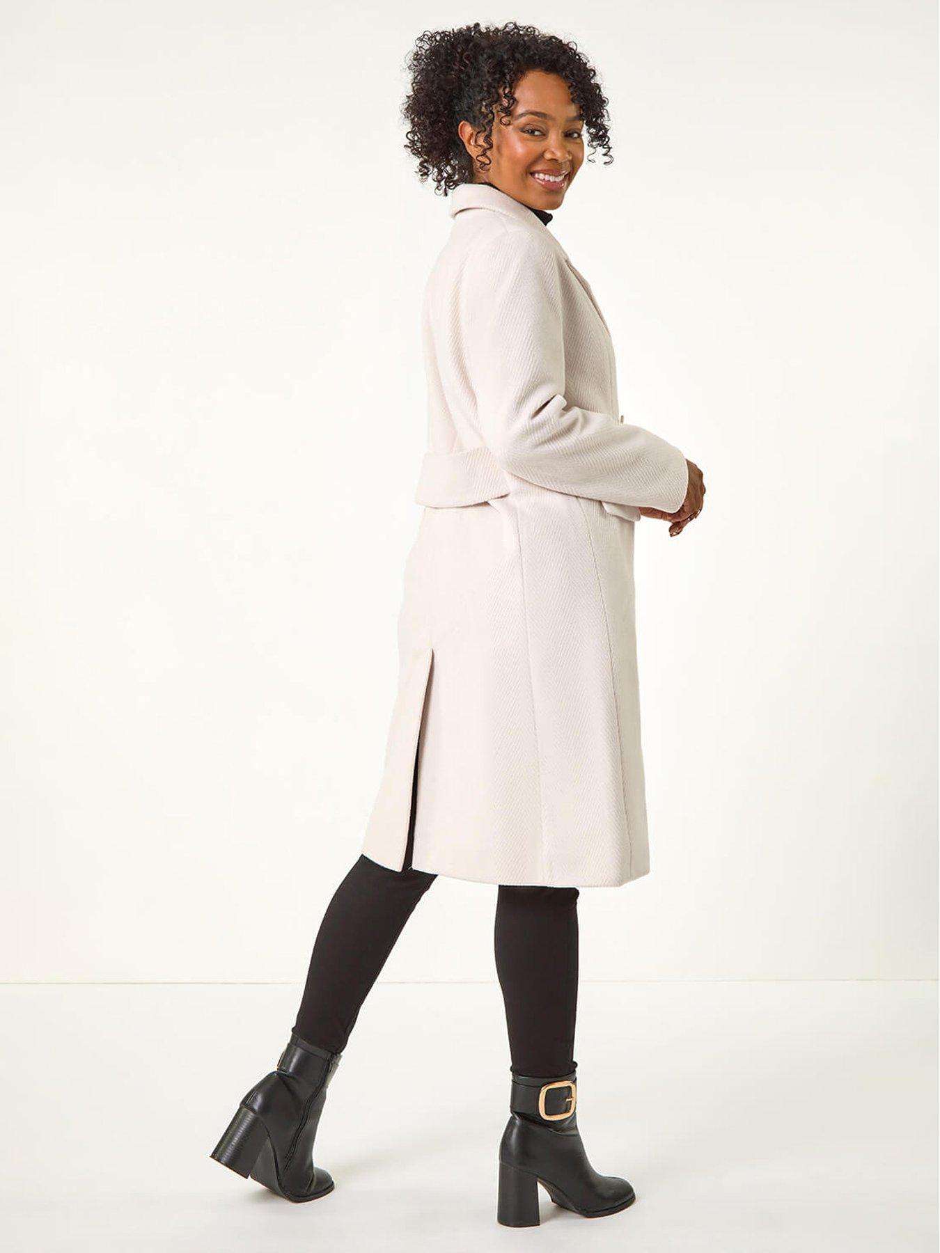 Image 2 of 5 of Roman Petite Double Breasted Coat - Ivory