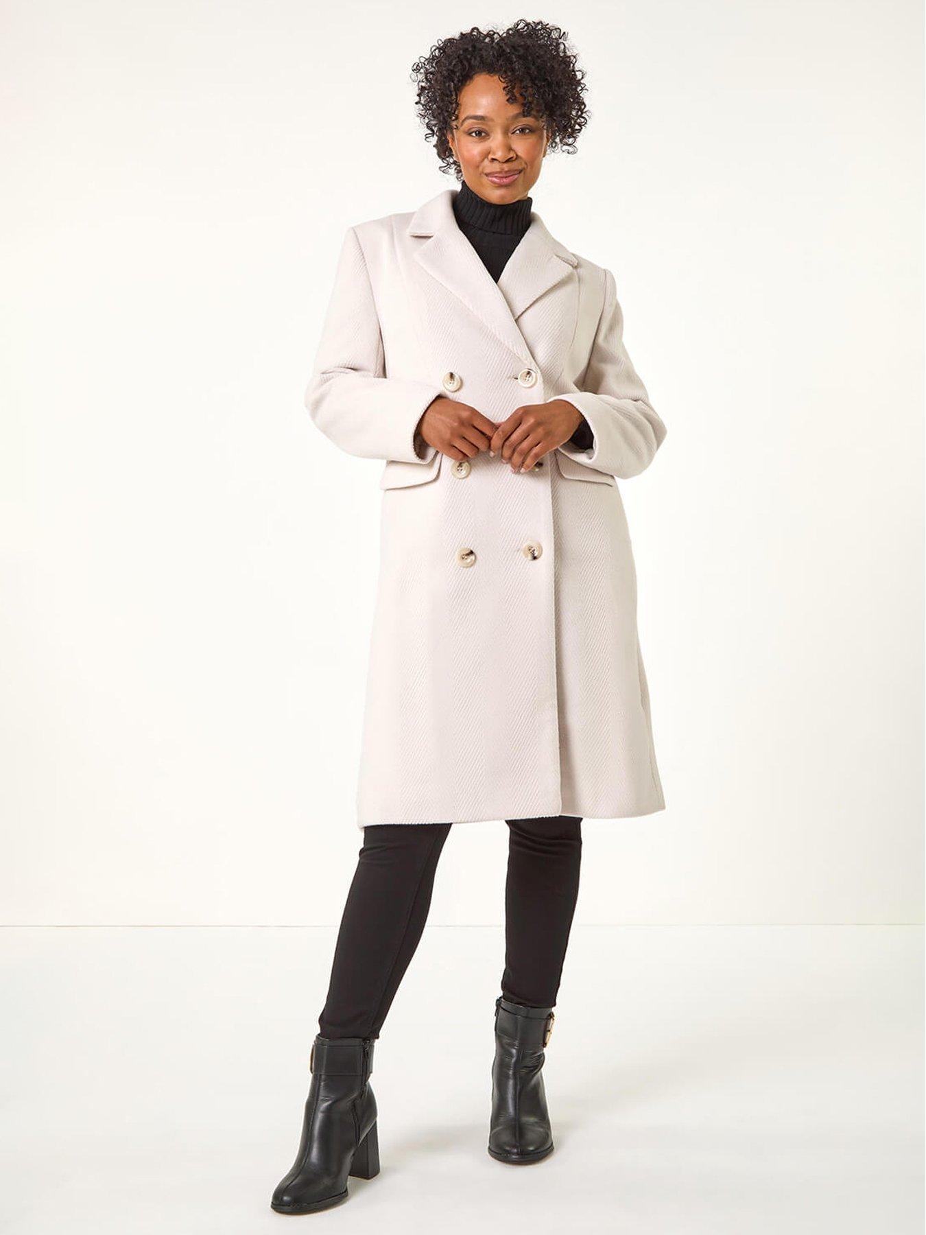 Image 3 of 5 of Roman Petite Double Breasted Coat - Ivory