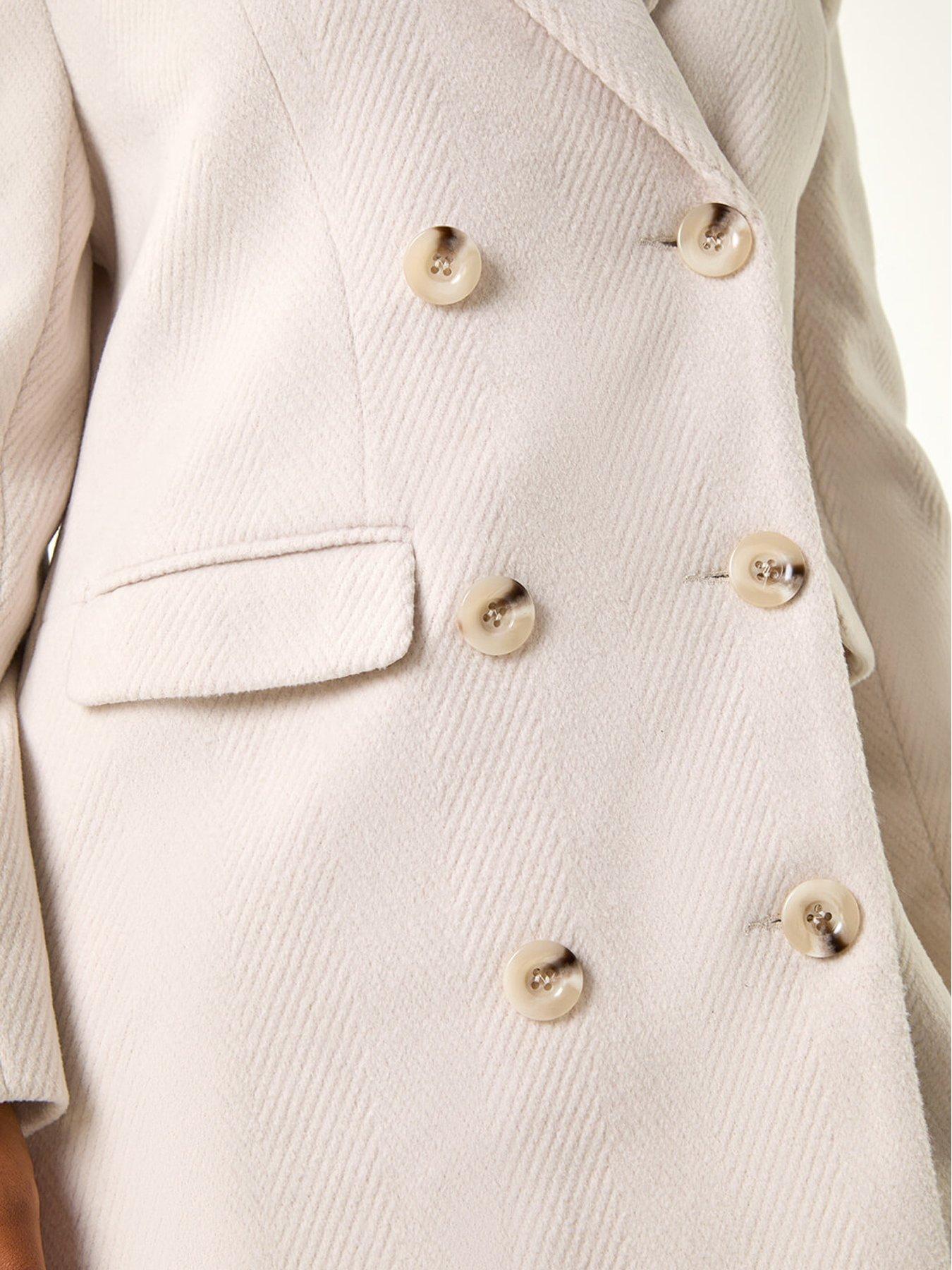 Image 5 of 5 of Roman Petite Double Breasted Coat - Ivory