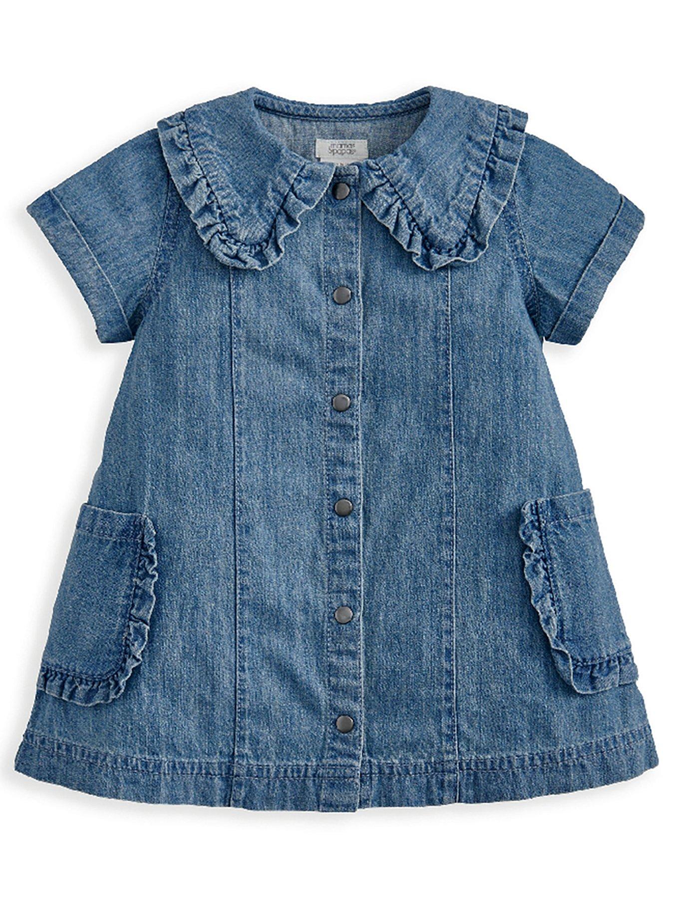Mamas & Papas Baby Girls Denim Shirt Dress - Blue