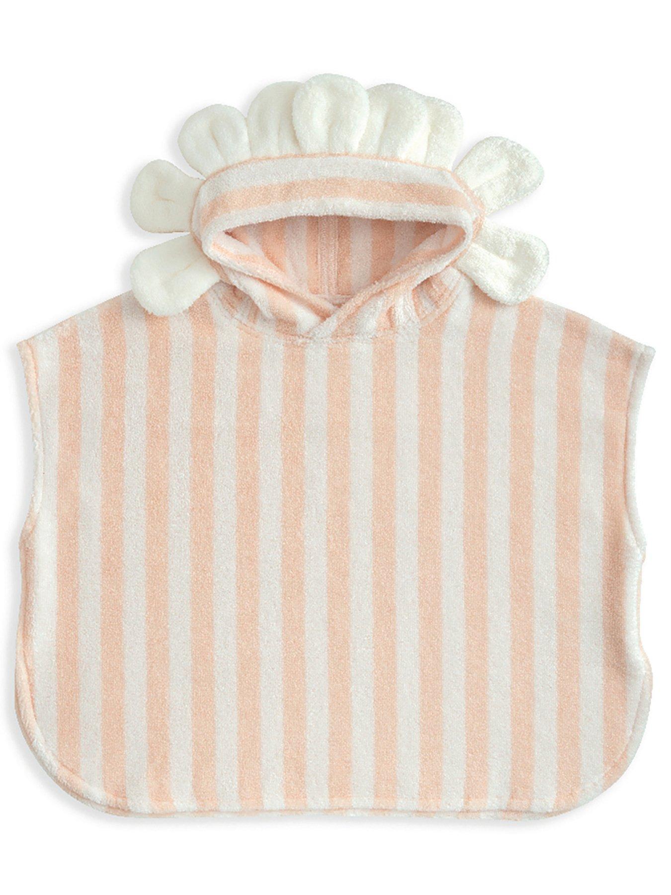 mamas-papas-baby-girls-flower-petal-striped-towelling-poncho-pink