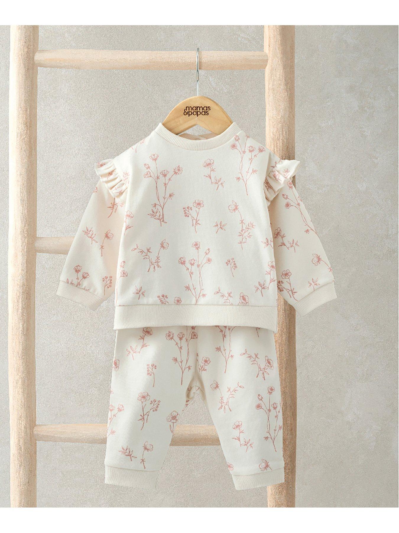 Image 2 of 4 of Mamas & Papas Baby Girls 2 Piece Floral Print Sweatshirt & Leggings Set - Pink