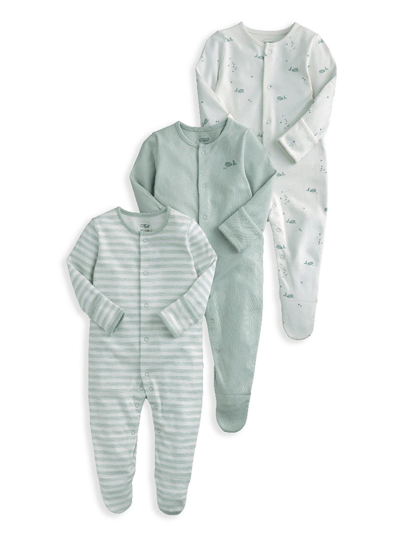 undefined Baby Boys 3 Pack Whale Sleepsuits - Blue