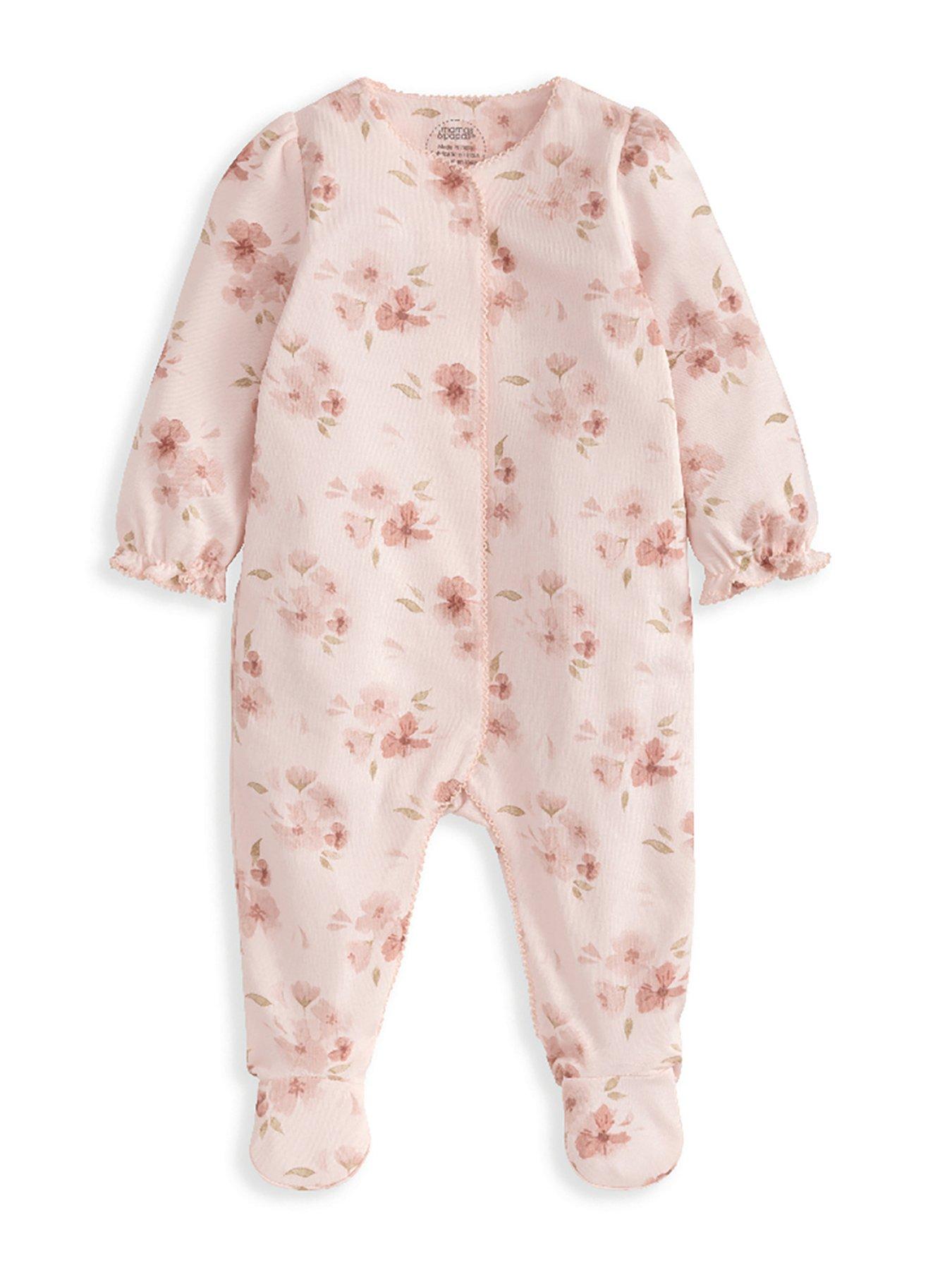 Image 1 of 2 of Mamas & Papas Baby Girls Floral Print Sleepsuit - Pink