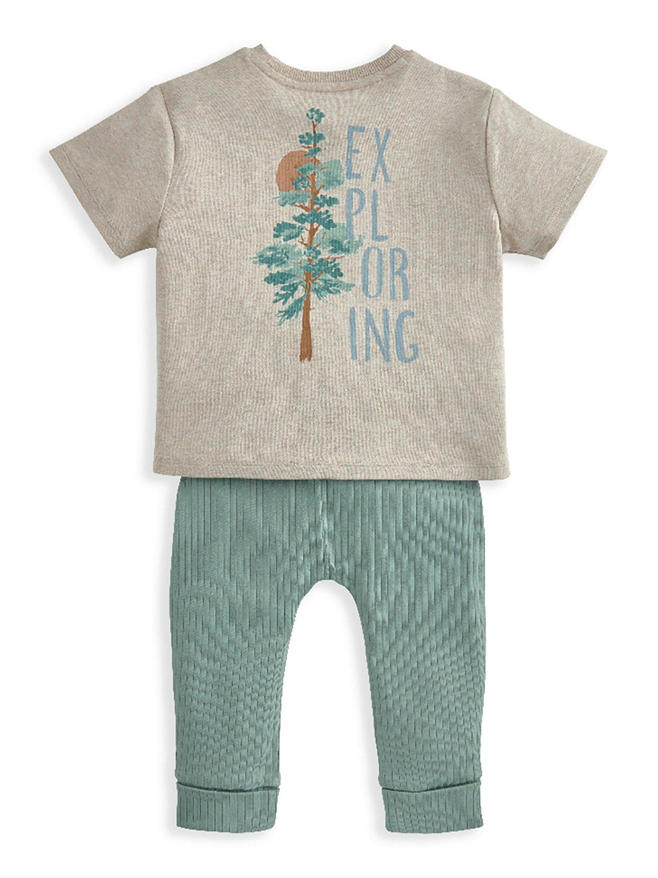 Image 3 of 5 of Mamas & Papas Baby Boys 2 Piece Exploring T-Shirt & Leggings Set - Green
