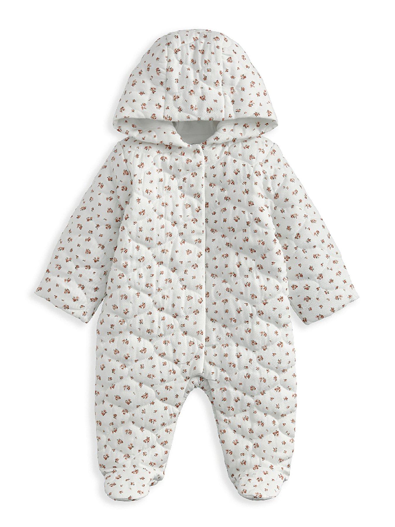 undefined Baby Girls Floral Print Quilted Pramsuit - Pink