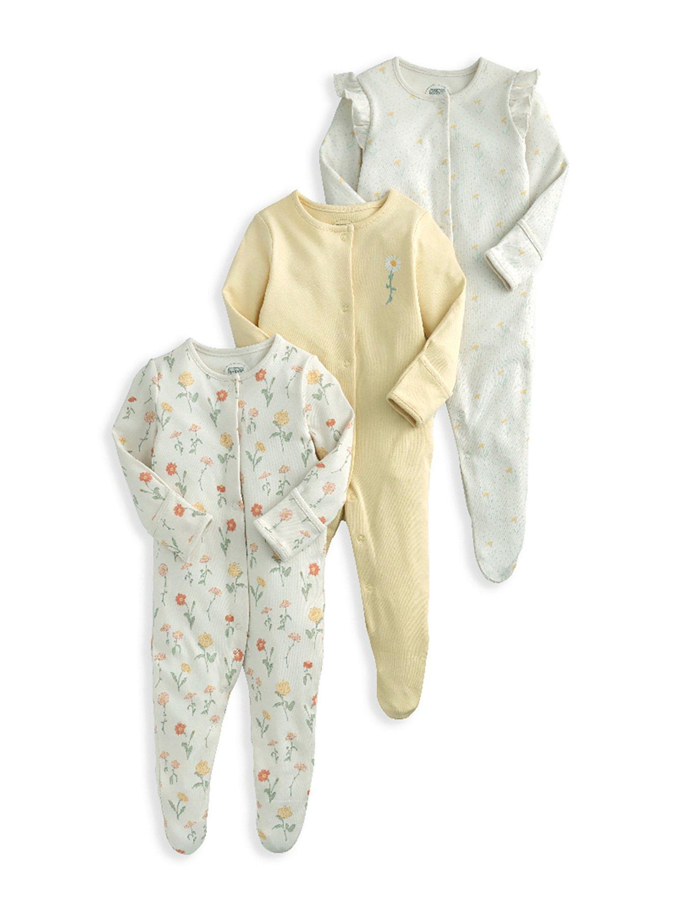 mamas-papas-baby-girls-3-pack-healing-florals-sleepsuits-yellow