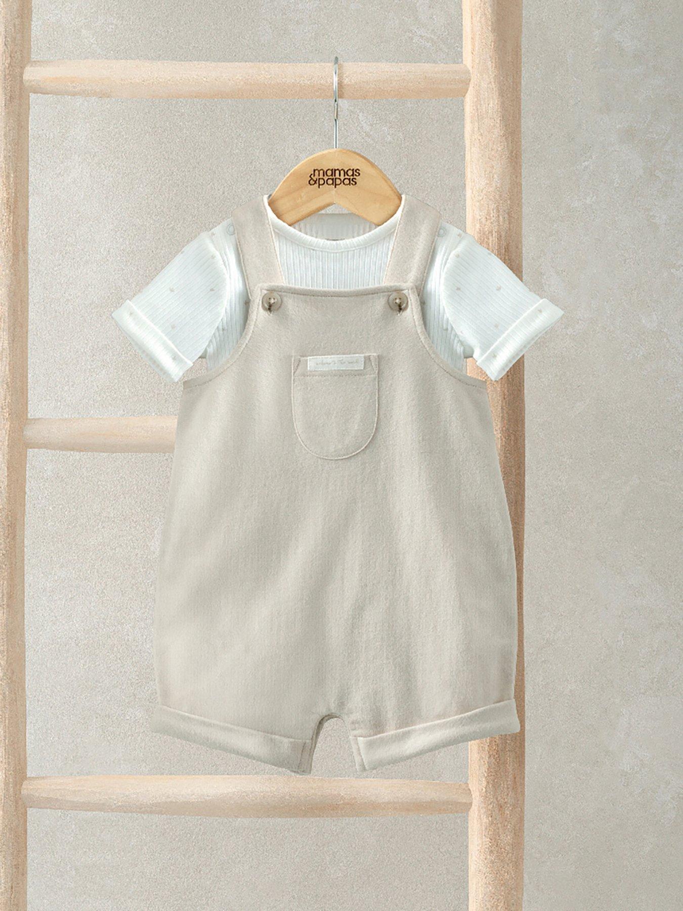 Image 2 of 4 of Mamas & Papas Baby Boys 2 Piece Rib Jersey Bodysuit & Shortie Dungaree Set - Multi