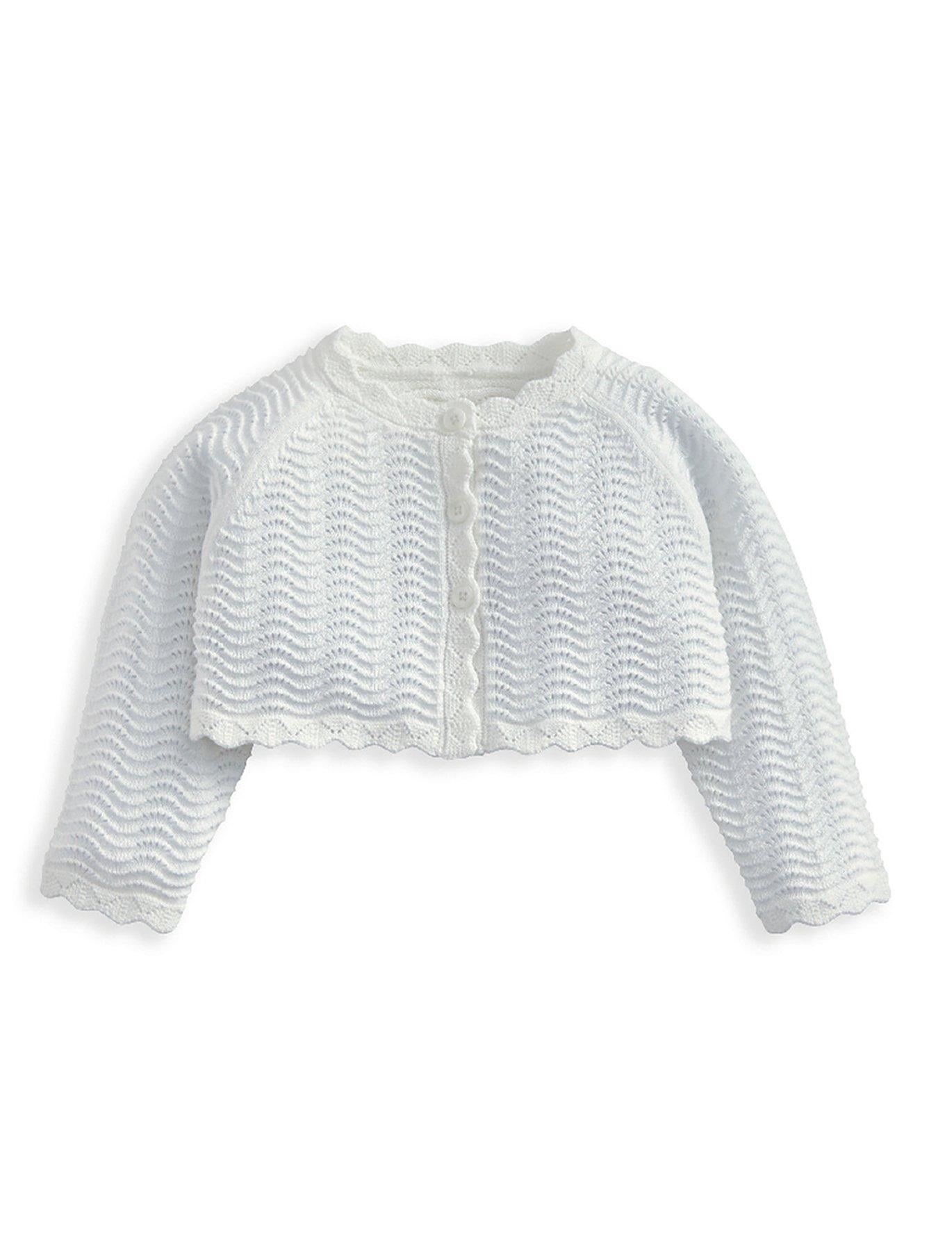 undefined Baby Girls Wavy Stitch Bolero Cardigan - White