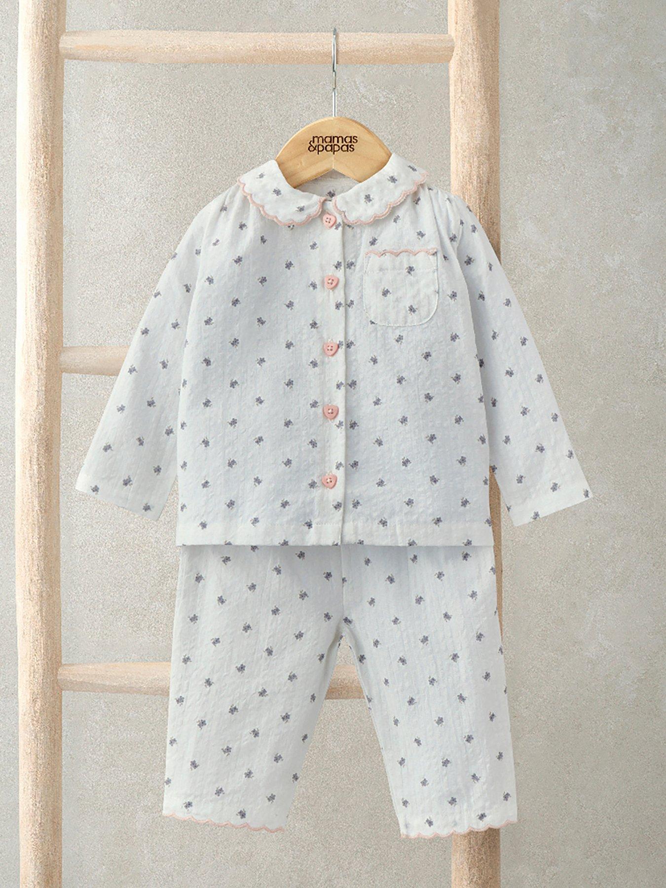 Image 1 of 4 of Mamas & Papas Baby Girls Floral Scalloped Pyjamas - Multi