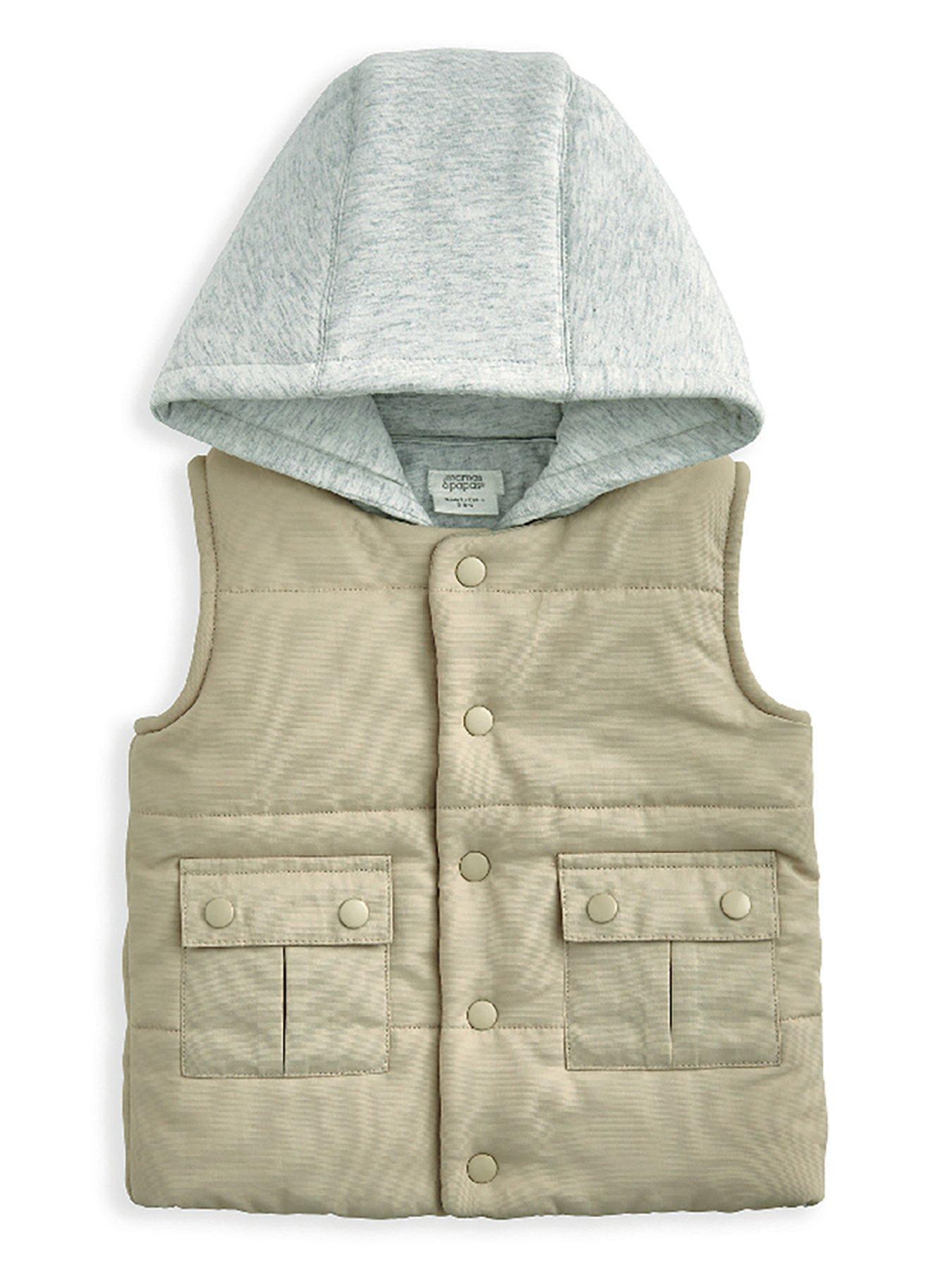 Image of Mamas & Papas Baby Boys Hooded Gilet - Beige