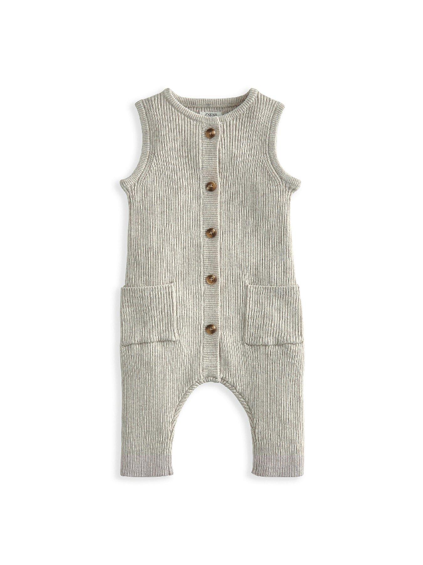 Image 4 of 4 of Mamas & Papas Baby Unisex Knitted Dungaree 2 Piece Set - Beige