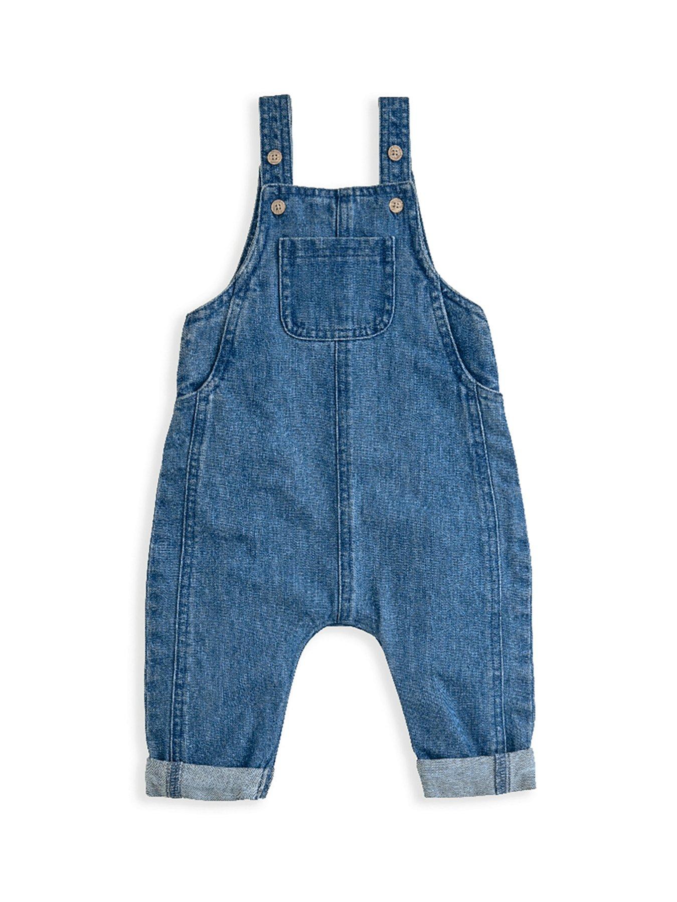 Image 5 of 5 of Mamas & Papas Baby Boys 2 Piece T-Shirt & Denim Dungaree Set - Blue