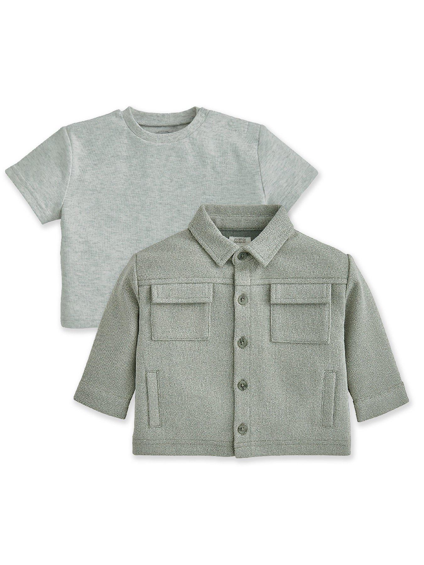 undefined Baby Boys 2 Piece Shacket & Tshirt Set - Grey