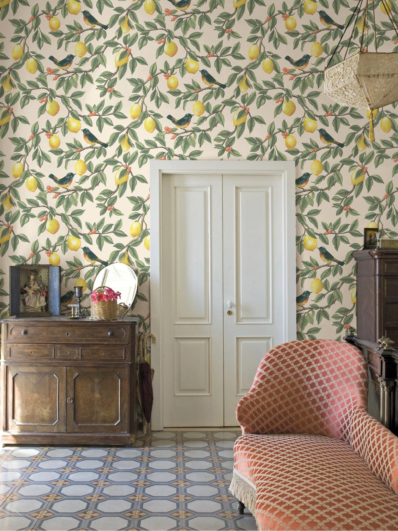holden-decor-lemon-leaf-trail-wallpaper-creamorange