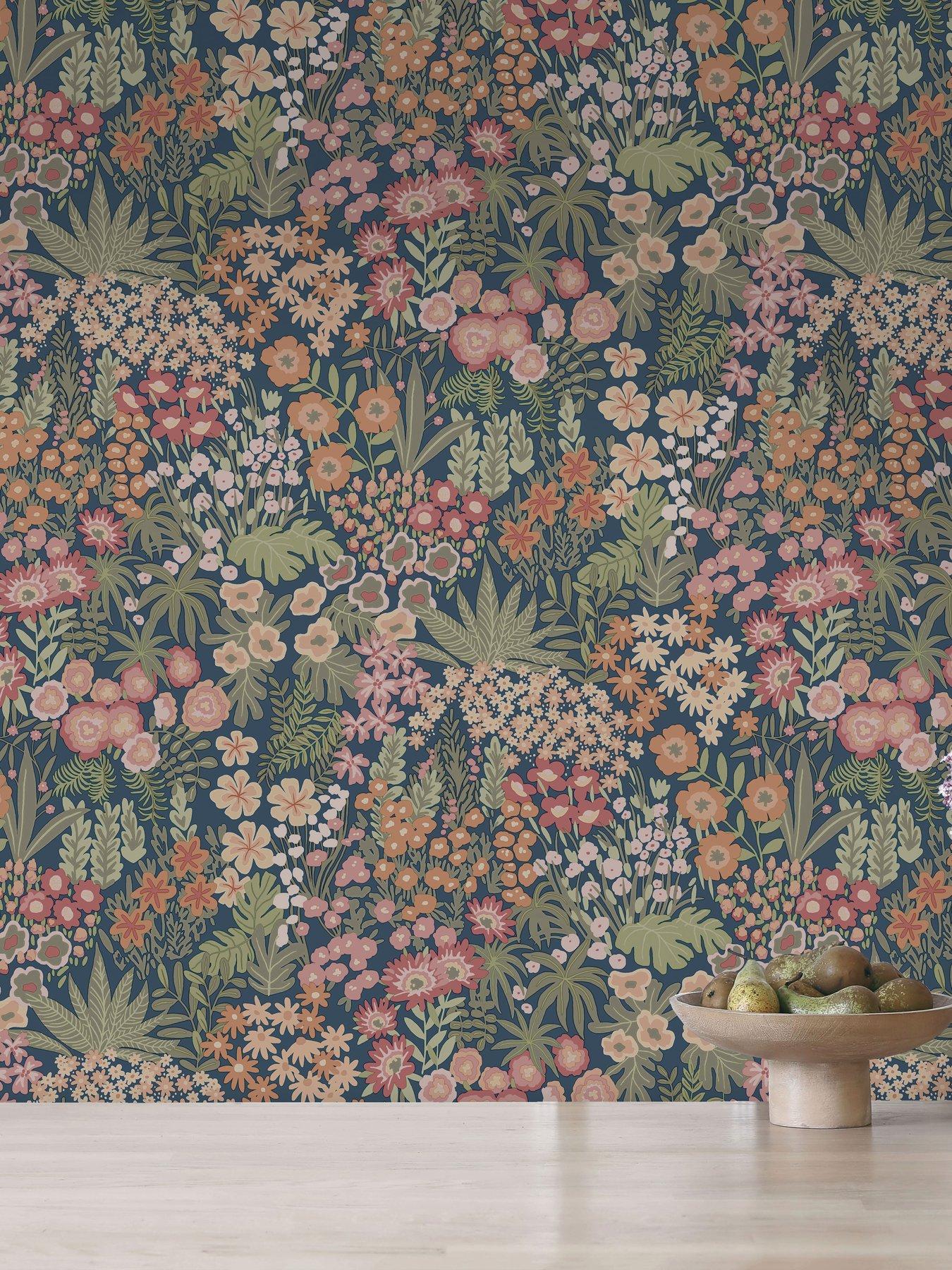 Image 5 of 6 of Holden Decor Everbloom Wallpaper - Navy/Multi