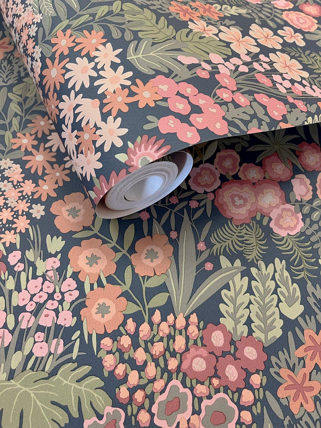 Image 6 of 6 of Holden Decor Everbloom Wallpaper - Navy/Multi