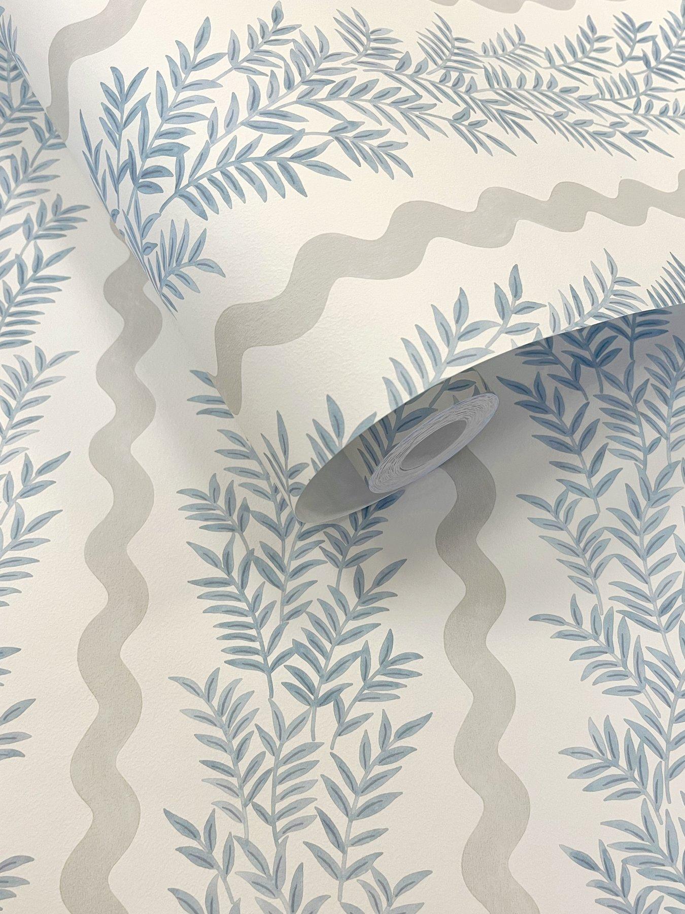 Image 6 of 6 of Holden Decor Foliage Stripe Wallpaper - Neutral/Blue