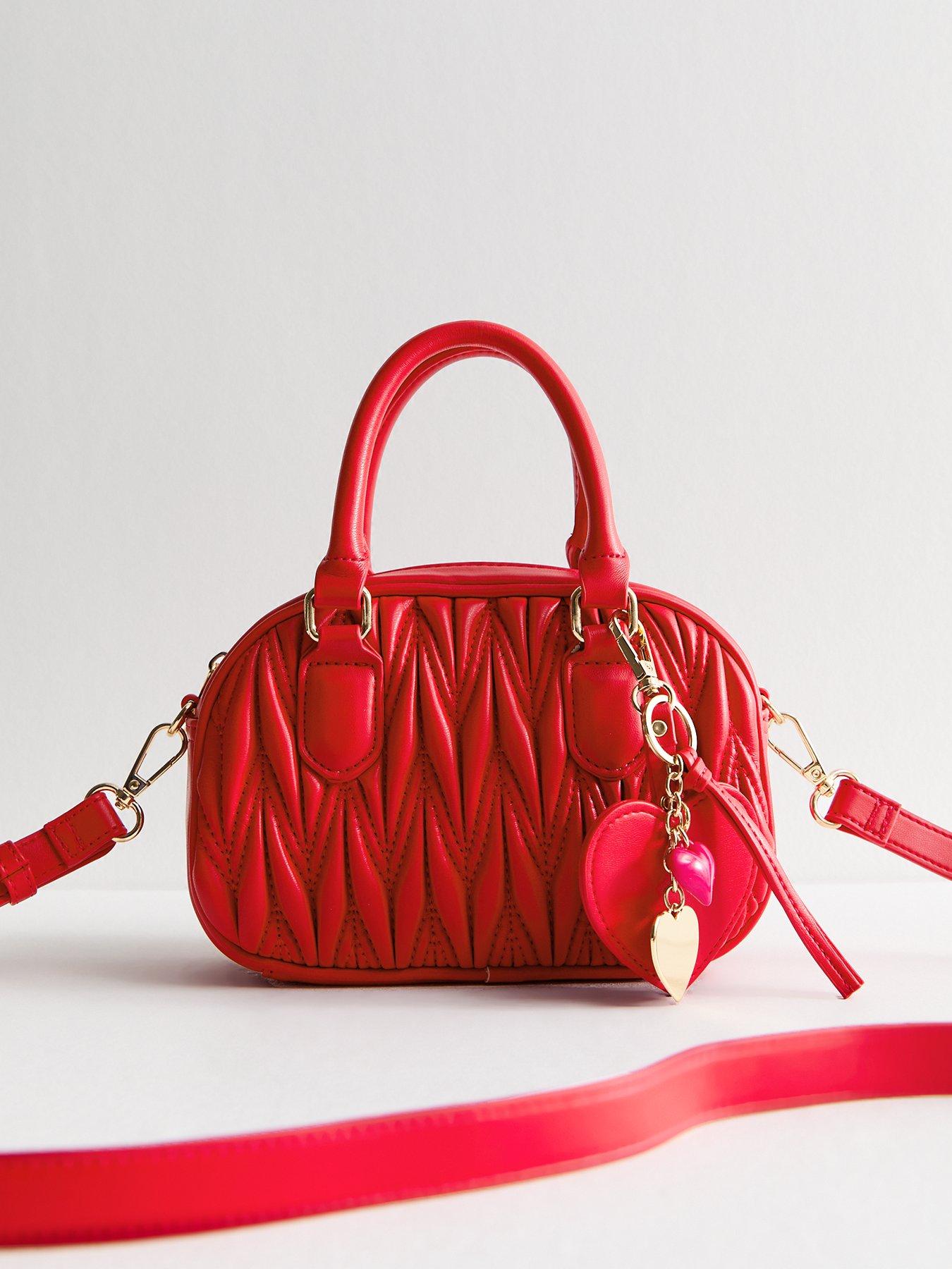 Image of New Look Quilted Faux Leather Mini Crossbody Bag - Bright Red
