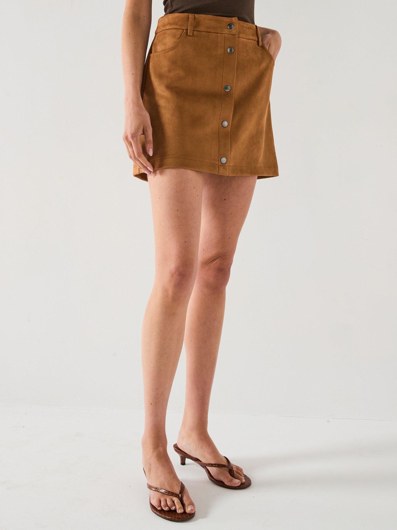 Only Faux Suede Mini Skirt - Brown