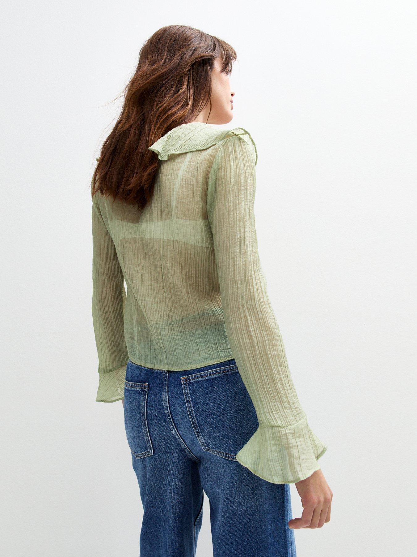 new-look-textured-ruffle-tie-shell-top-greenstillFront