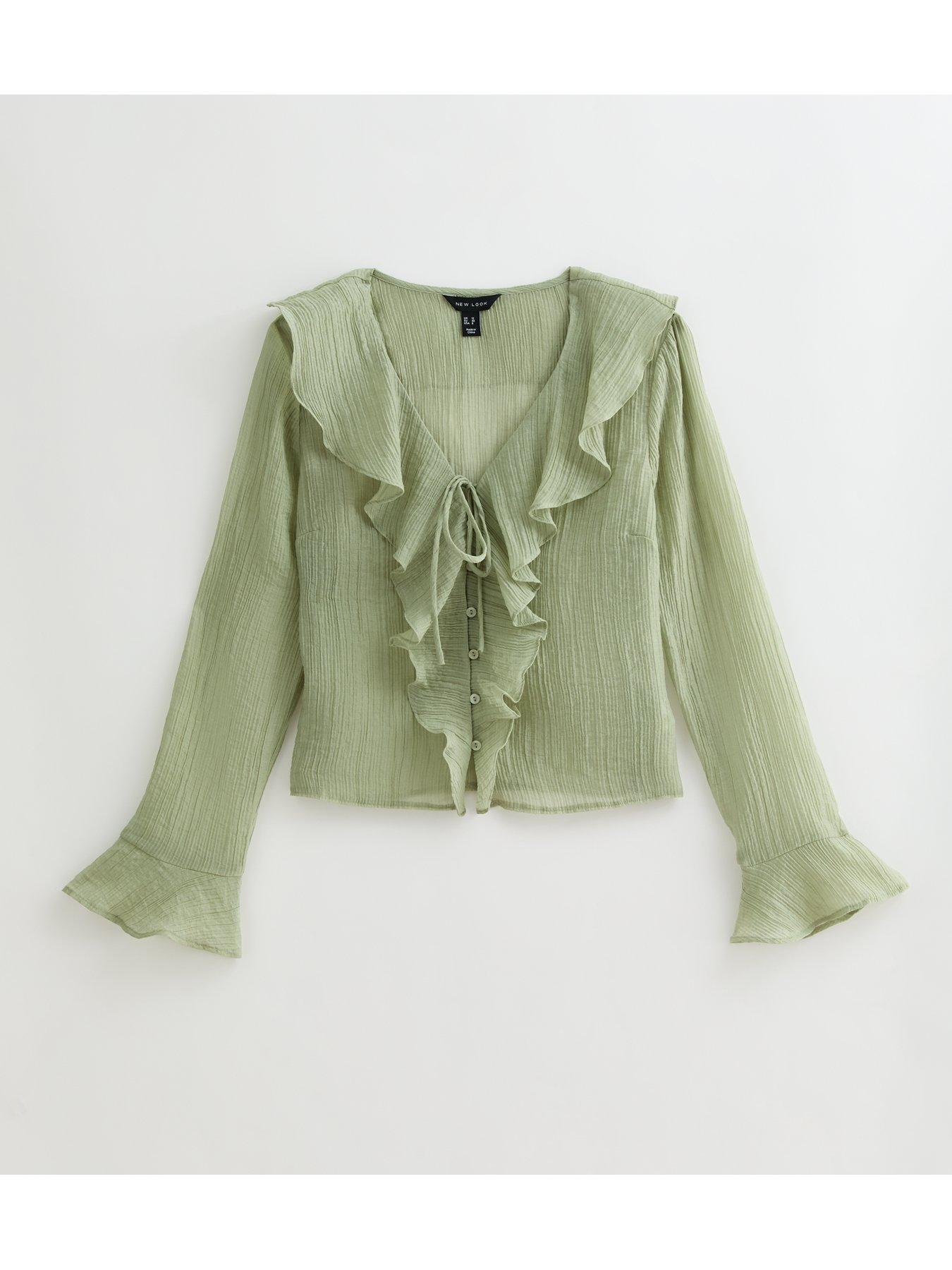 new-look-textured-ruffle-tie-shell-top-greendetail