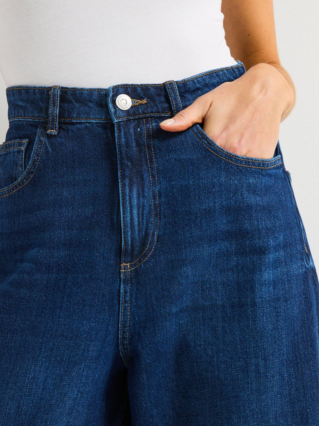 Image 6 of 6 of Only High Waisted Wide Leg Jeans - Dark Blue