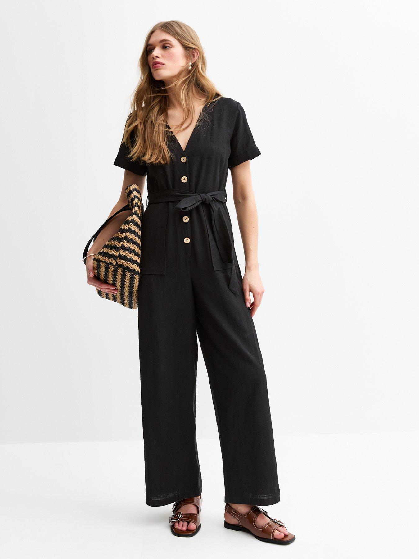 new-look-v-neck-button-front-jumpsuit-blackback