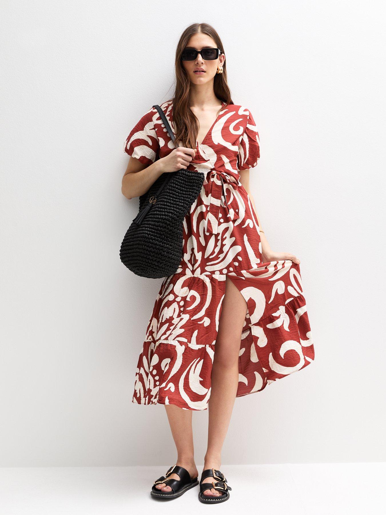 New Look Sarahbeth Tier Wrap Midi - Red