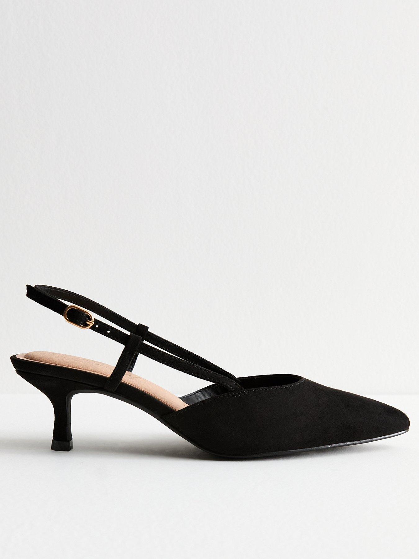 New Look Wide Fit Black Faux Suede Slingback Court Shoes Very