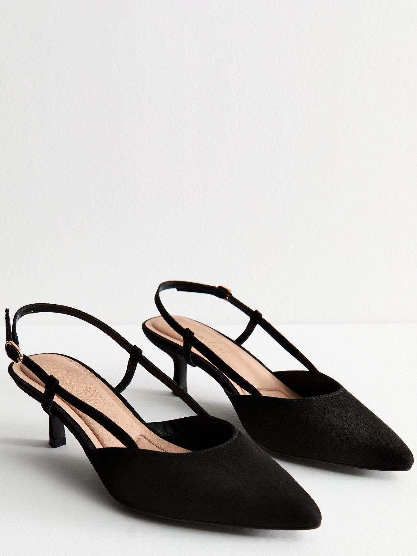 New Look Wide Fit Black Faux Suede Slingback Court Shoes Very
