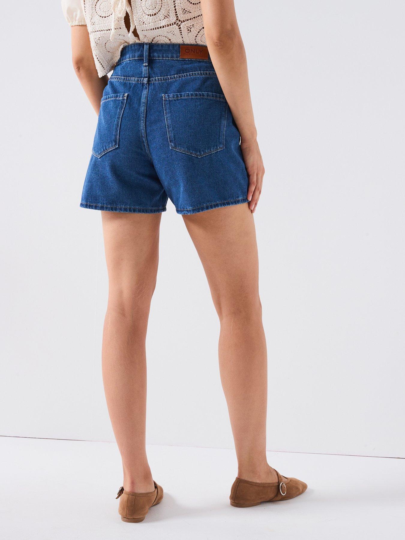 Image 2 of 6 of Only High Waisted Mom Denim Short - Blue