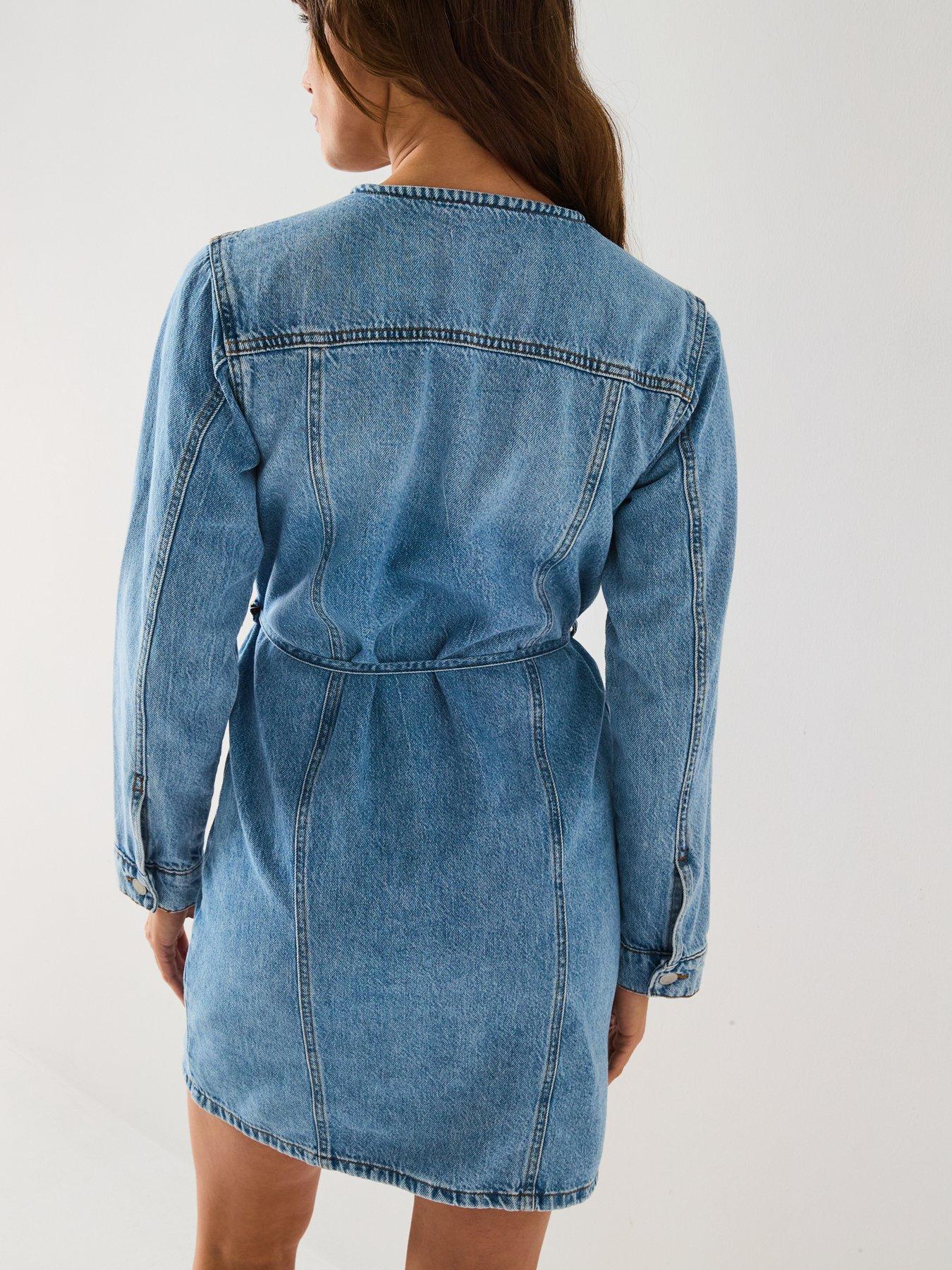 only-tie-waist-denim-mini-dress-bluestillFront