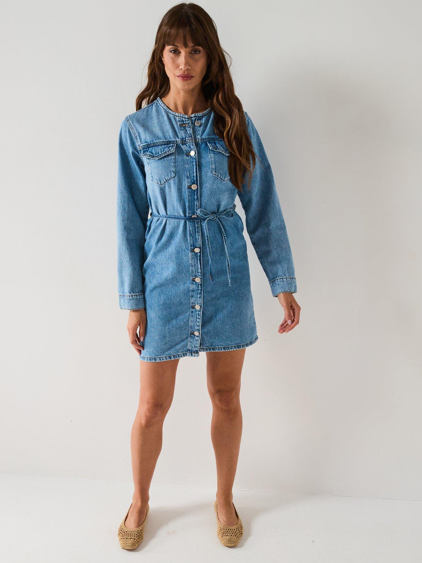 only-tie-waist-denim-mini-dress-blueback