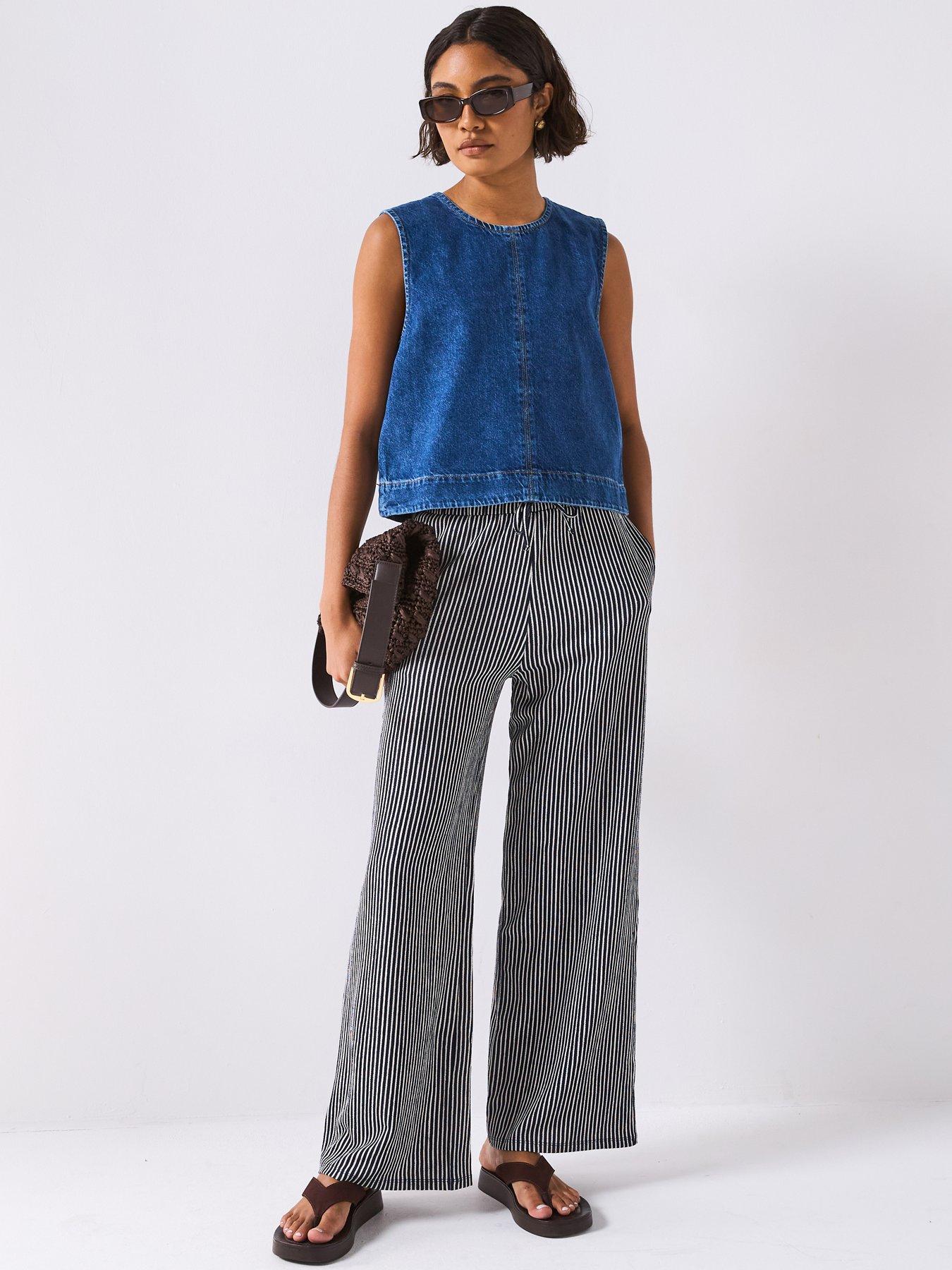 Image 3 of 6 of Only Round Neck Denim Top - Blue