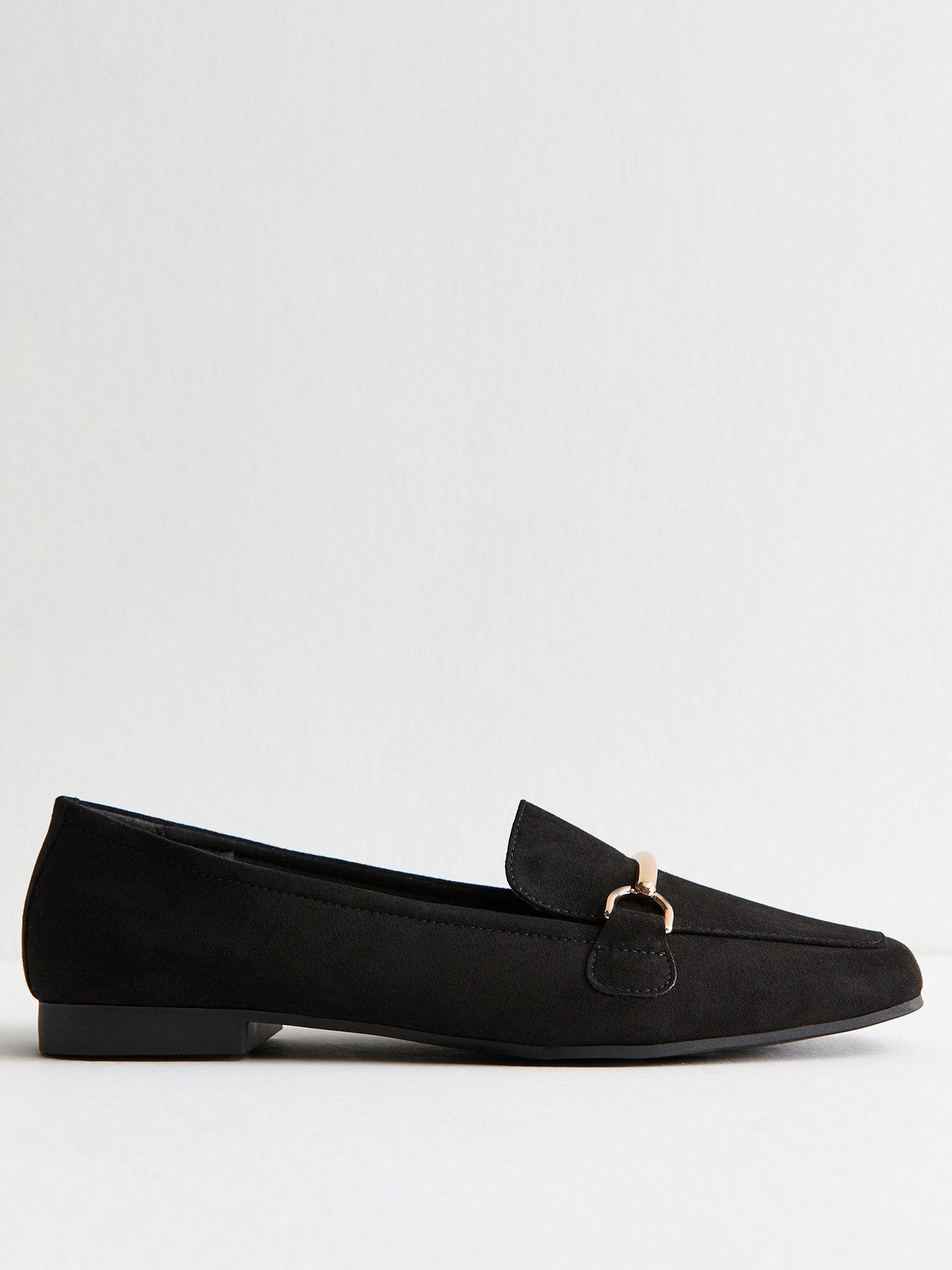 new-look-black-faux-suede-snaffle-detail-loafers