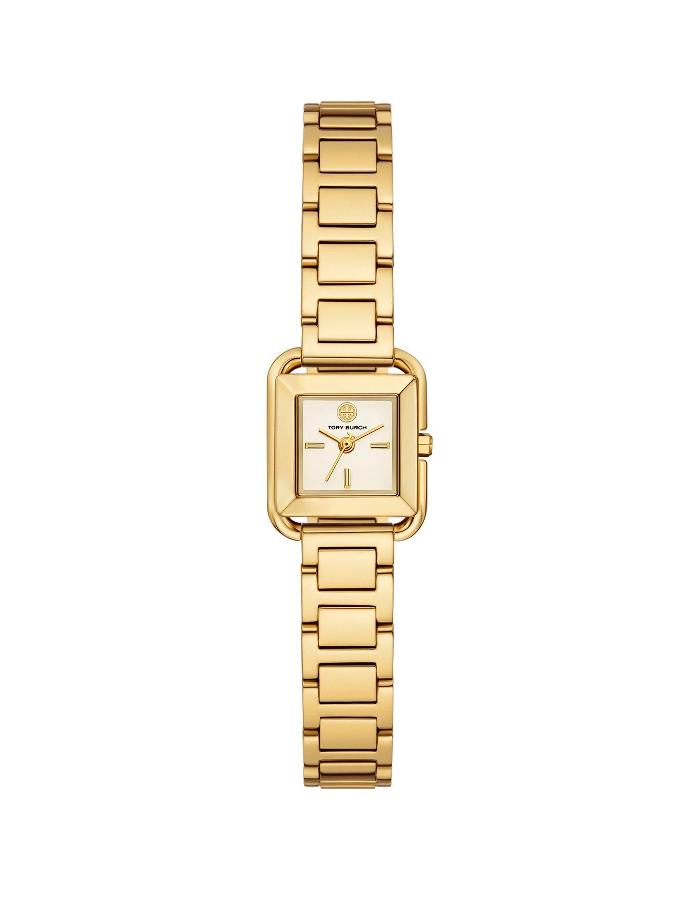 Tory Burch Women's Mini Kira Square 2-Hand Gold-Tone Stainless Steel Watch TBW6022