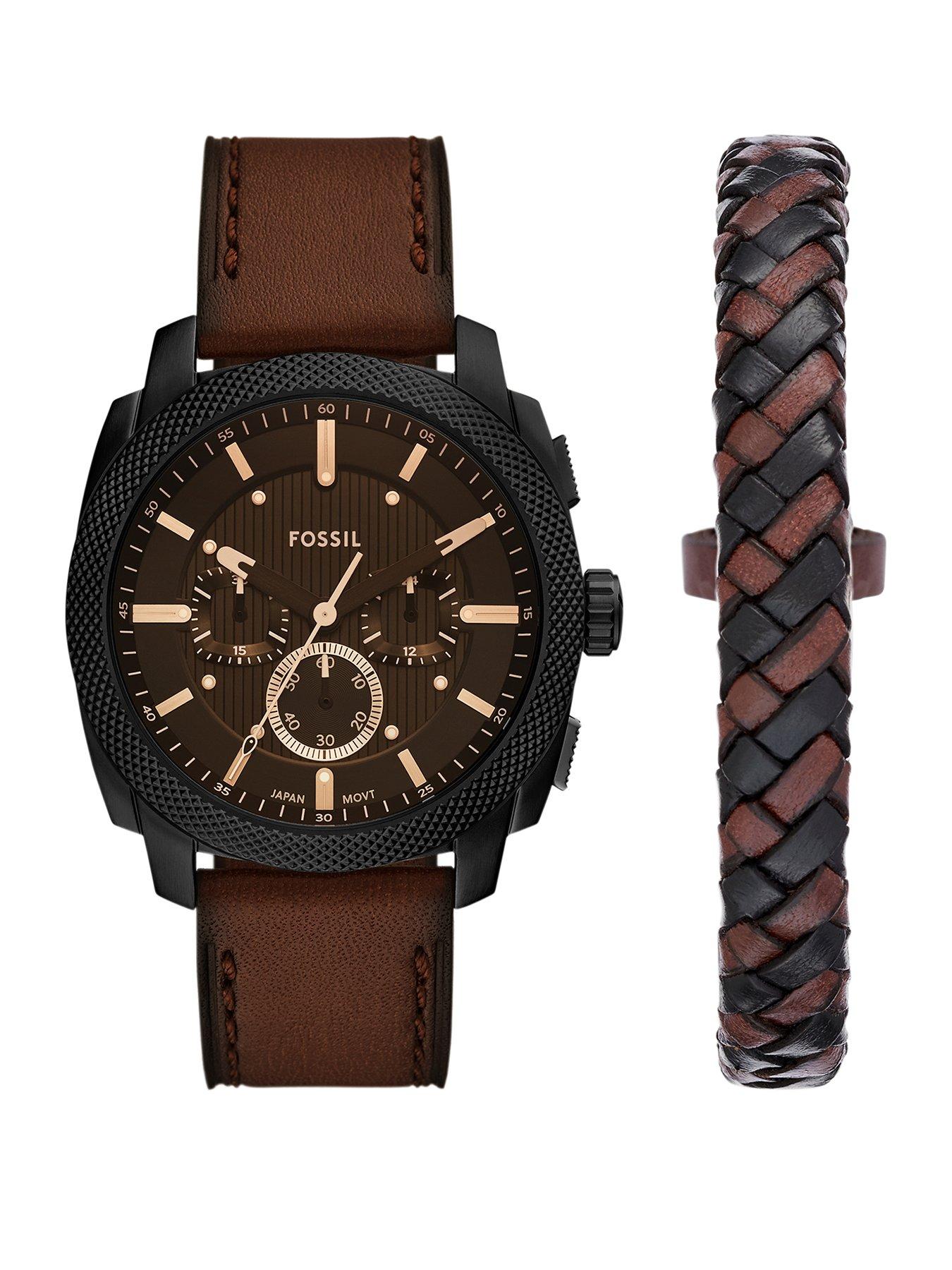 undefined Men's Machine Chronograph Black Stainless Steel Watch and Bracelet Set FS6102SET